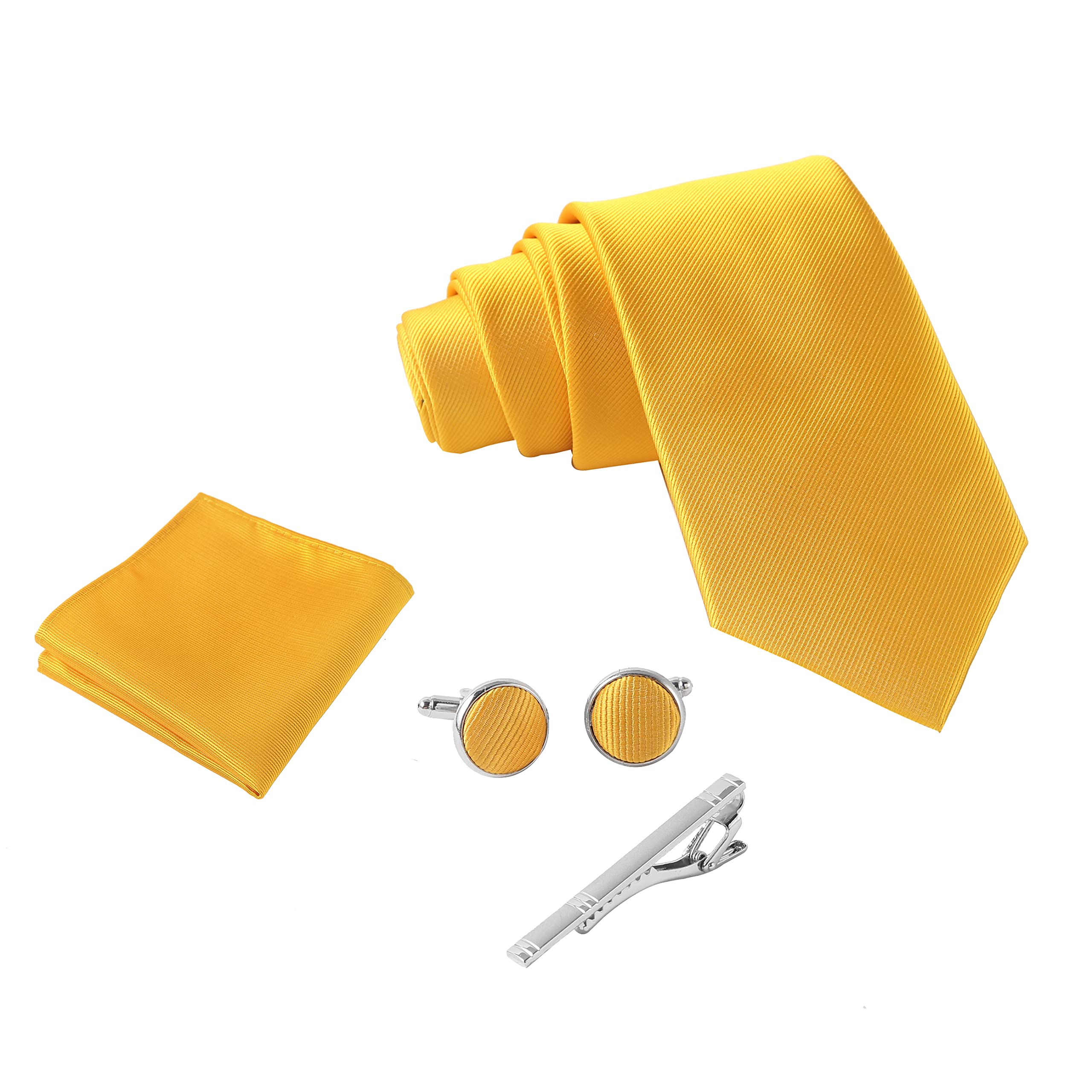 Massi Morino Set de Corbata con Pañuelo para Hombre incl. Gemelos, Pasador de Corbata y Caja de Regalo | Set de Corbata para Hombres para Bodas