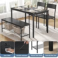 Vista 6 de DUMOS Mesa de comedor, juego de mesa de comedor para 4 personas con banco, mesa de cocina fácil de montar, ahorro de espacio, juego ideal para 4