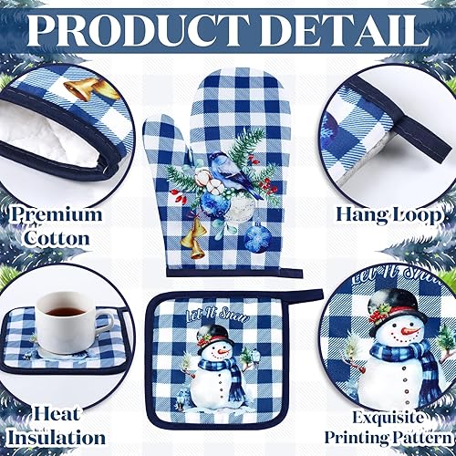 Miniatura 5 de Bencailor Juego de 6 toallas de cocina navideñas, 2 paños de cocina, 2 soportes para ollas, 2 guantes de horno, regalos para amantes de la cocina,