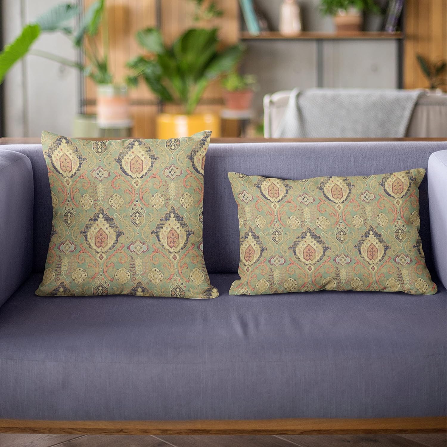 Cheer Collection Almohadas De Piel Sintética Con Insertos – Juego De 2 Almohadas Decorativas Cuadradas Para Sofá, 18 X 18 Pulgadas, Diseño De Leopardo De Nieve En Relieve Degradado Para Decoración
