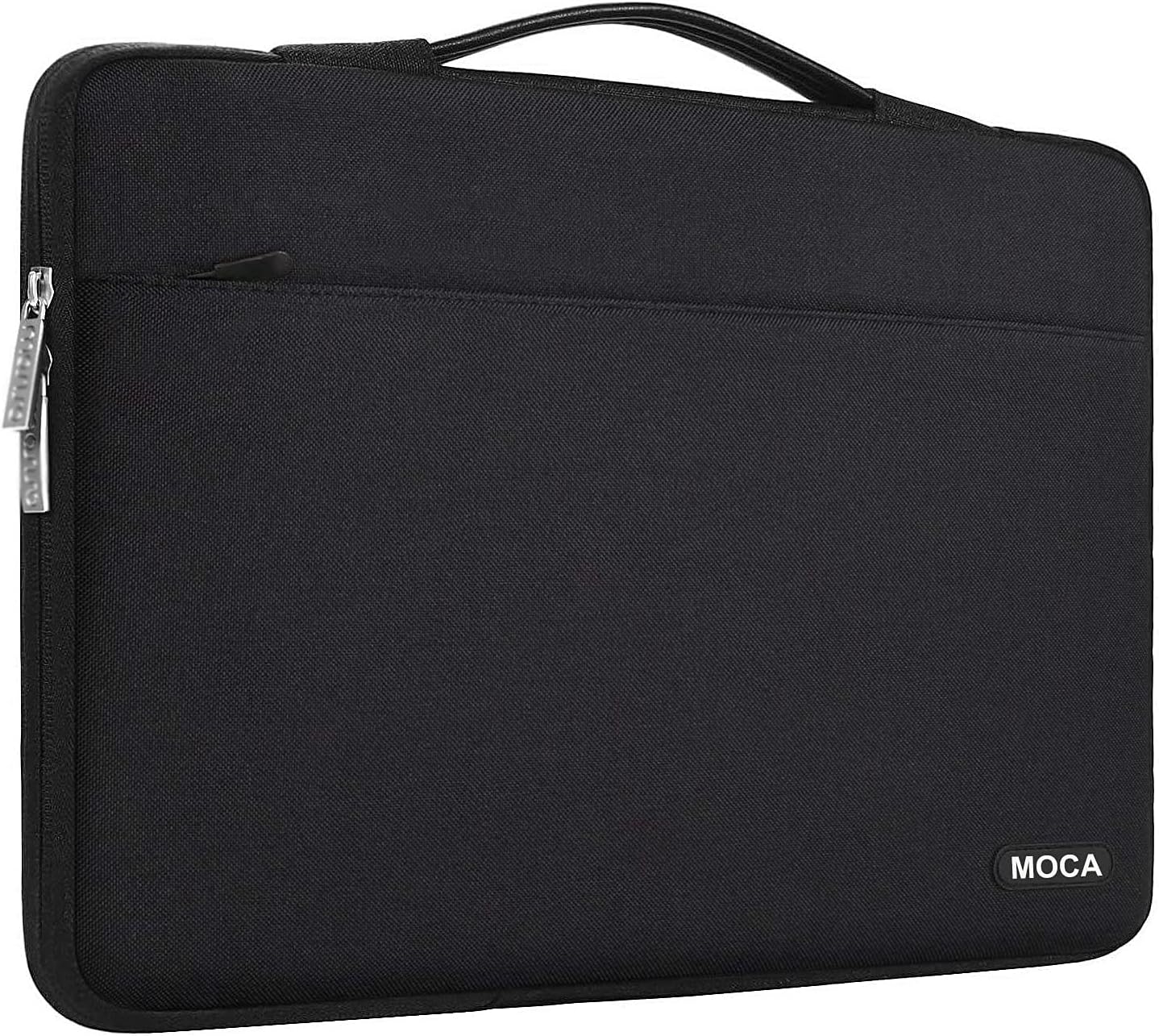 MOCA Waterproof Nylon Exterior with Soft Velvety Interior Sleeve Bag Pouch Carry Case for 13.3" to 14 inch Laptops, MacBook (Black, 13.3 Inch)