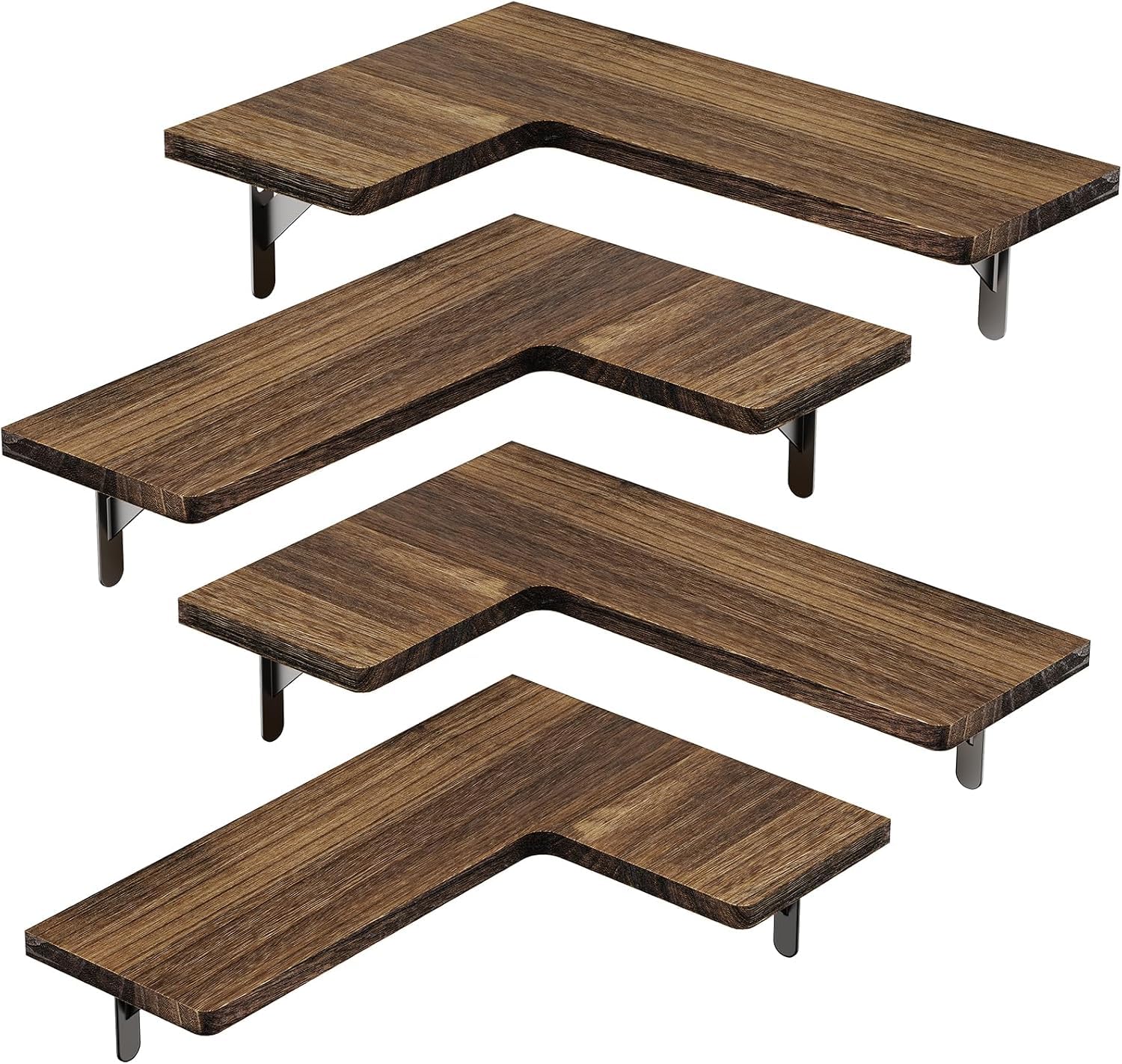 Amada Corner Shelves - Paulownia Wood Set of 4 -8