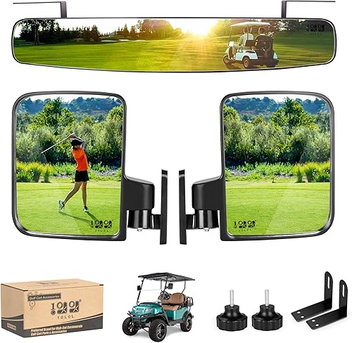 Espejo retrovisor universal para carrito de golf, amplio retrovisor convexo y plegable, kit de espejos retrovisores laterales para Club Car, EZGO y