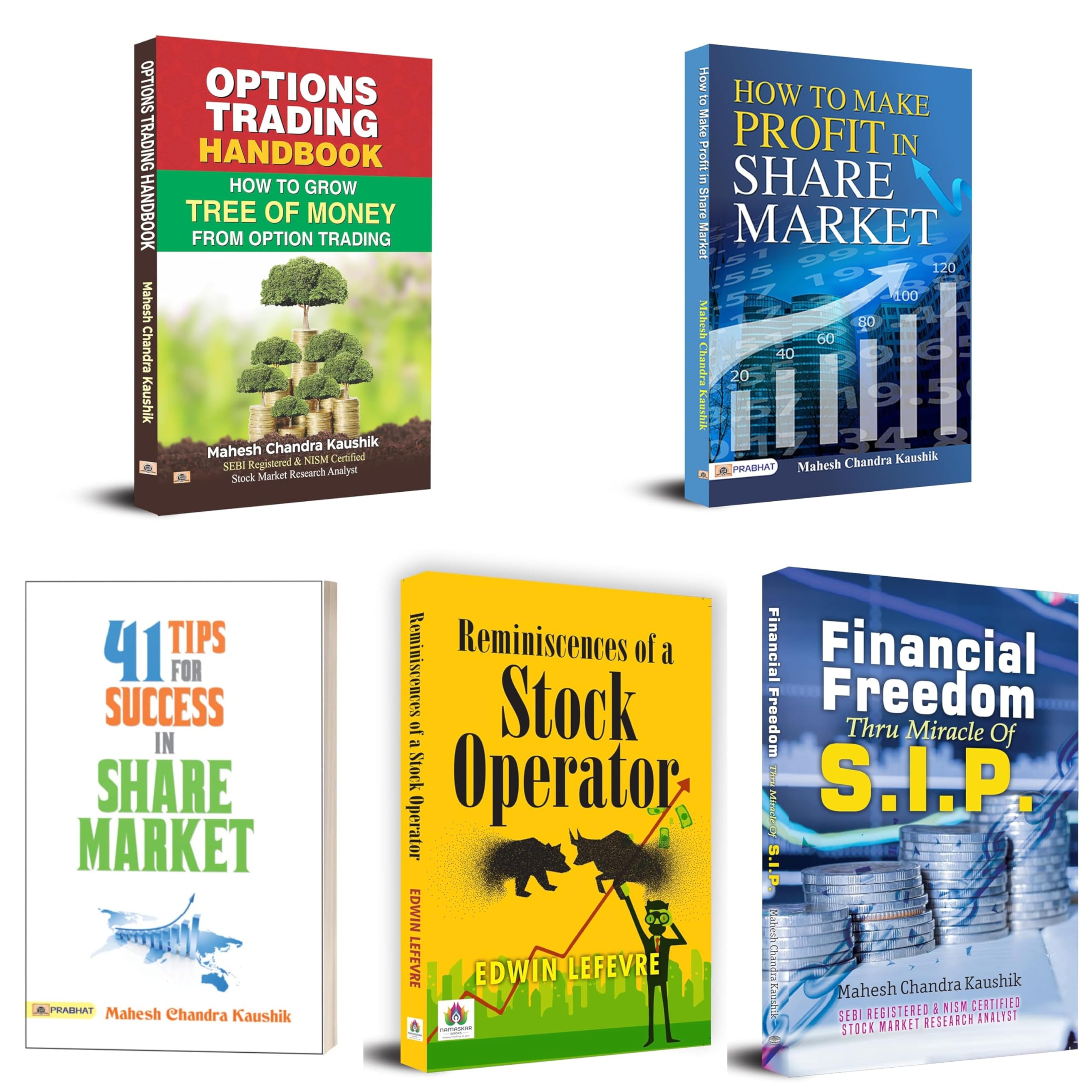 41 Tips for Success in Share Market + How To Make Profit In Share Market + Option​s Trading Handbook + Reminiscences Of A Stock Operator + Financial Freedom Thru Miracles of S.I.P | Set of 5 Books