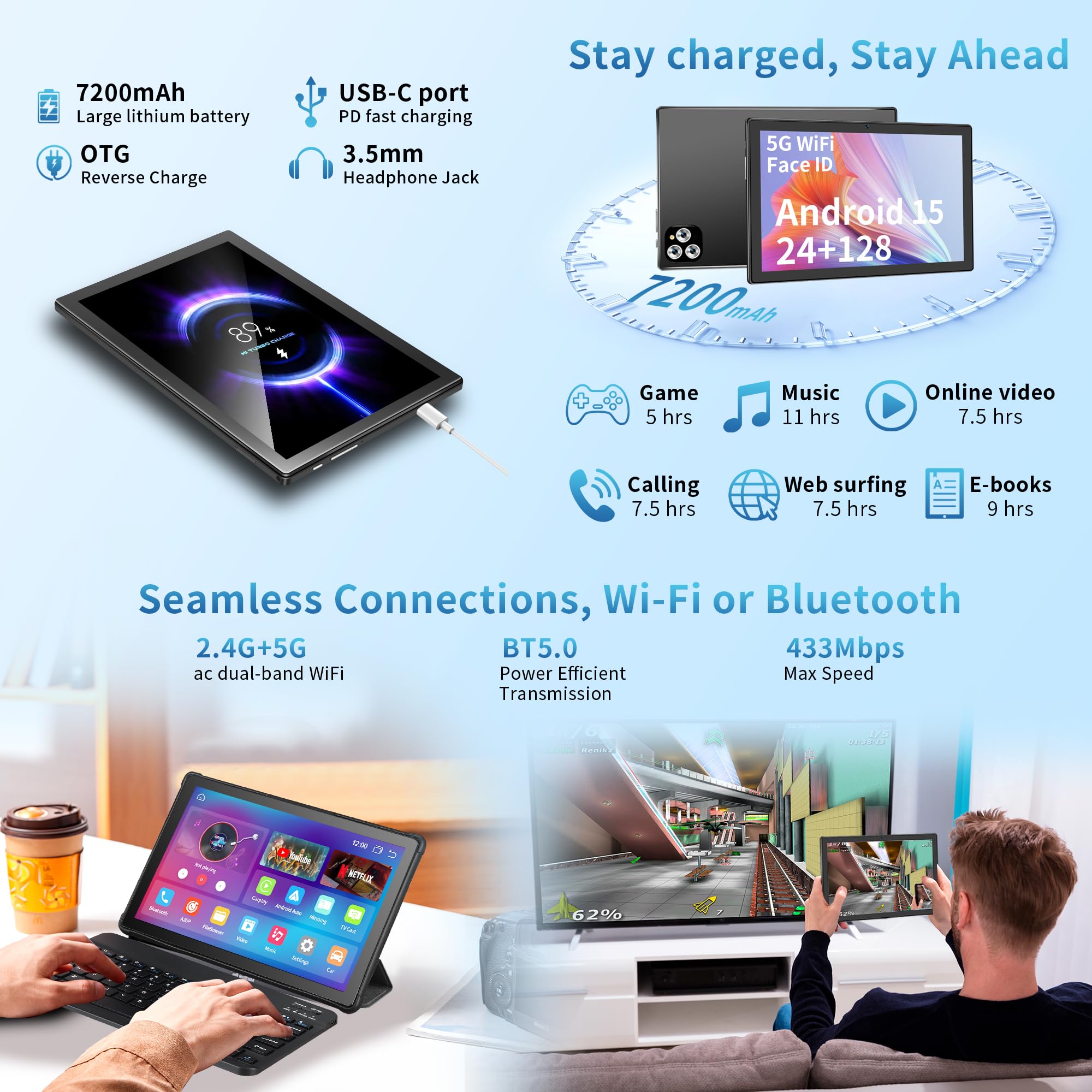 Amazon.com : Lebsytb 10 inch Android 15 Tablet with Keyboard