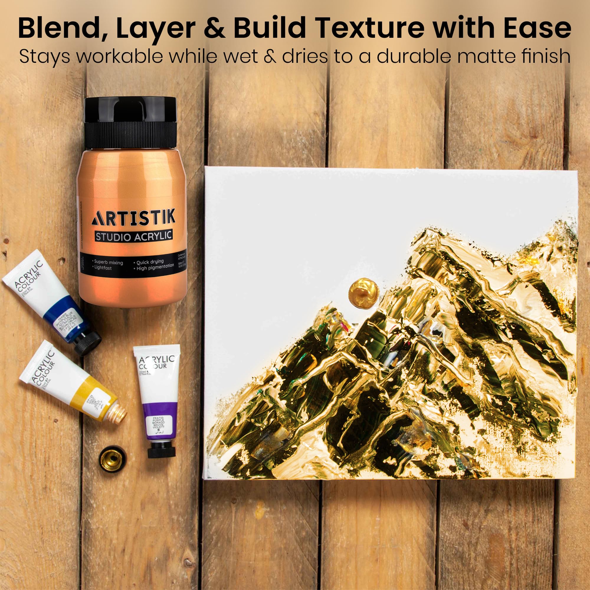7 Artists Colore Acrilico Oro Antico Metallizzato 50 ml – Vernice Oro con Effetto Glitter per Dipingere e Decorare | Pittura Metallica per Legno, Tela, Pietra | Colori Acrilici Metallizzati Singoli