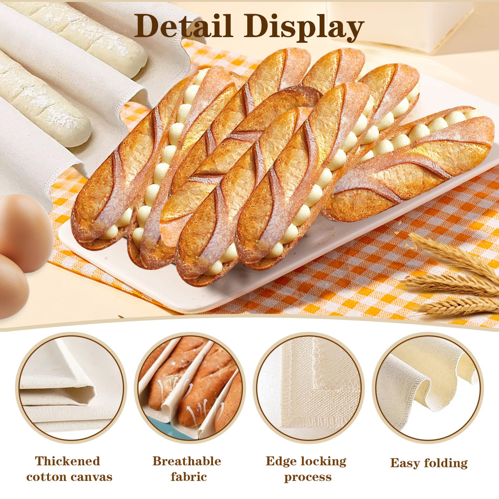 BUZIFU Tissu de Boulanger 90 * 60CM Pain Baguette Couche de Boulanger Professionnel Antiadhésif