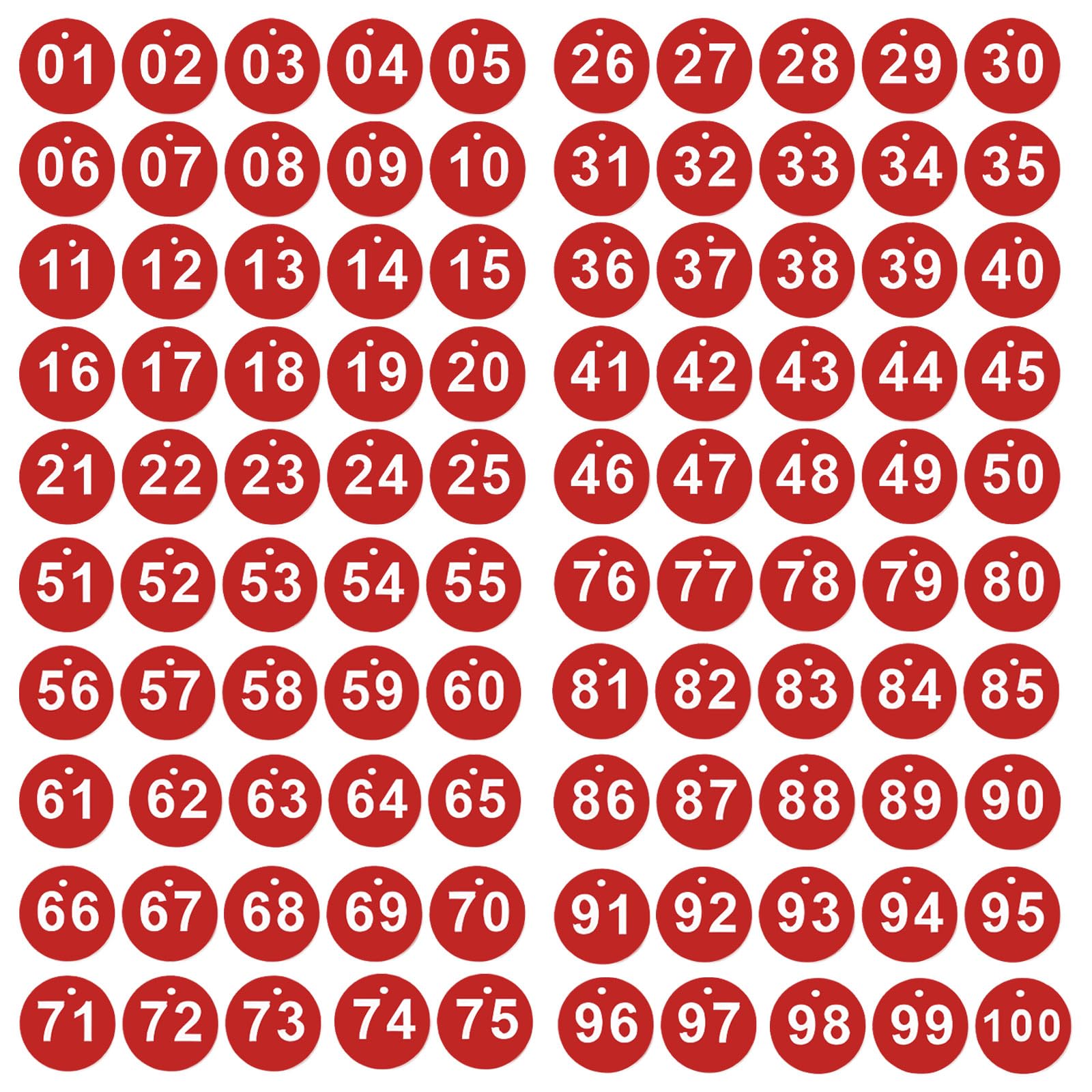 Plastic ID Number Tags Number Labels Key Tags With Key Rings (Orange, 1