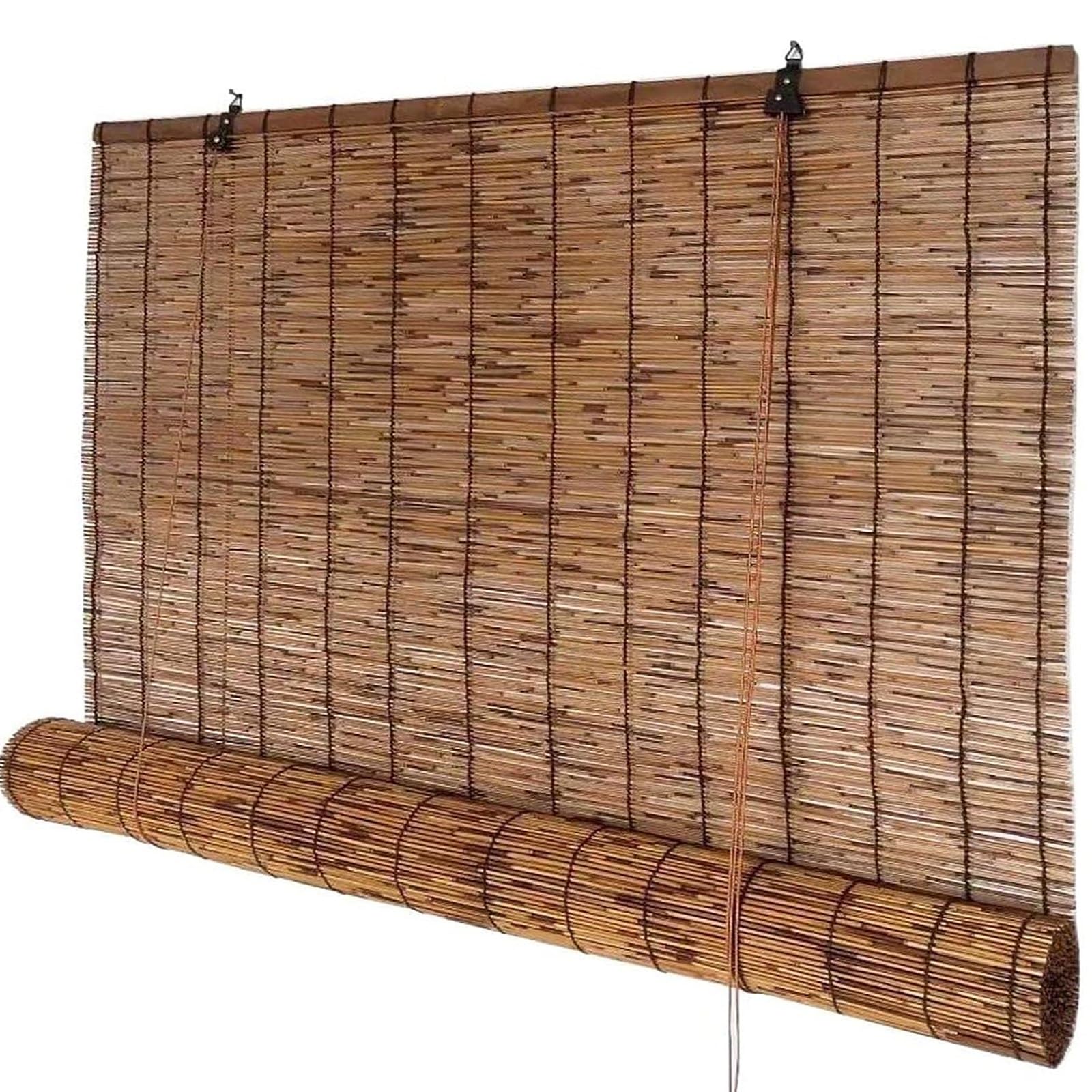 MESCXTY Bamboo Roll up Blinds Retro Shades, Outdoor Roller for Patio Shades Porch Blind, Cordless Waterproof Blackout Privacy Screen Home Garden(74" W x 64" H)