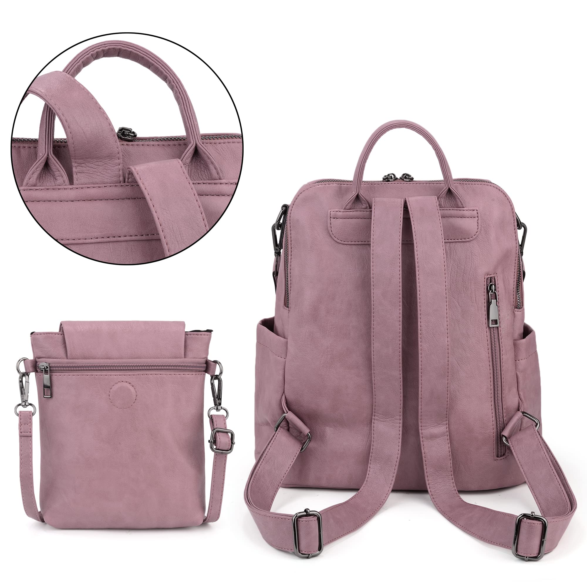 UTO Femme Sac à Dos avec Sangle Multi Poches Bien Organisé Similicuir Doux Vogue Cuir Synthétique
