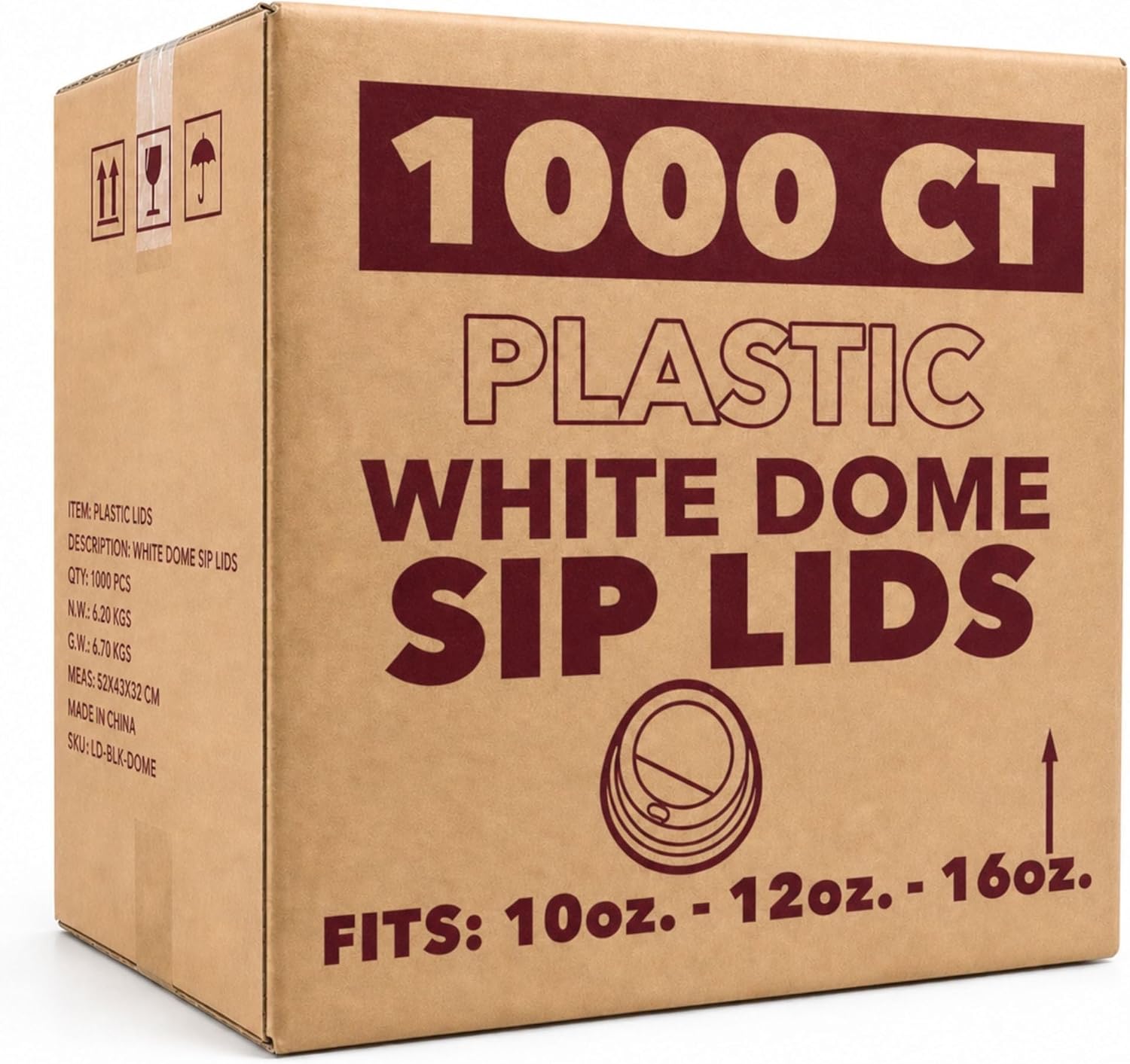 White Dome Lids for 10, 12 & 16 oz Poly Paper Cups | Leak Resistant Fit with Sip Opening and Vent Hole | Disposable Plastic Lids for Hot Cold Drinks Coffee Tea Cups | 2000 Count