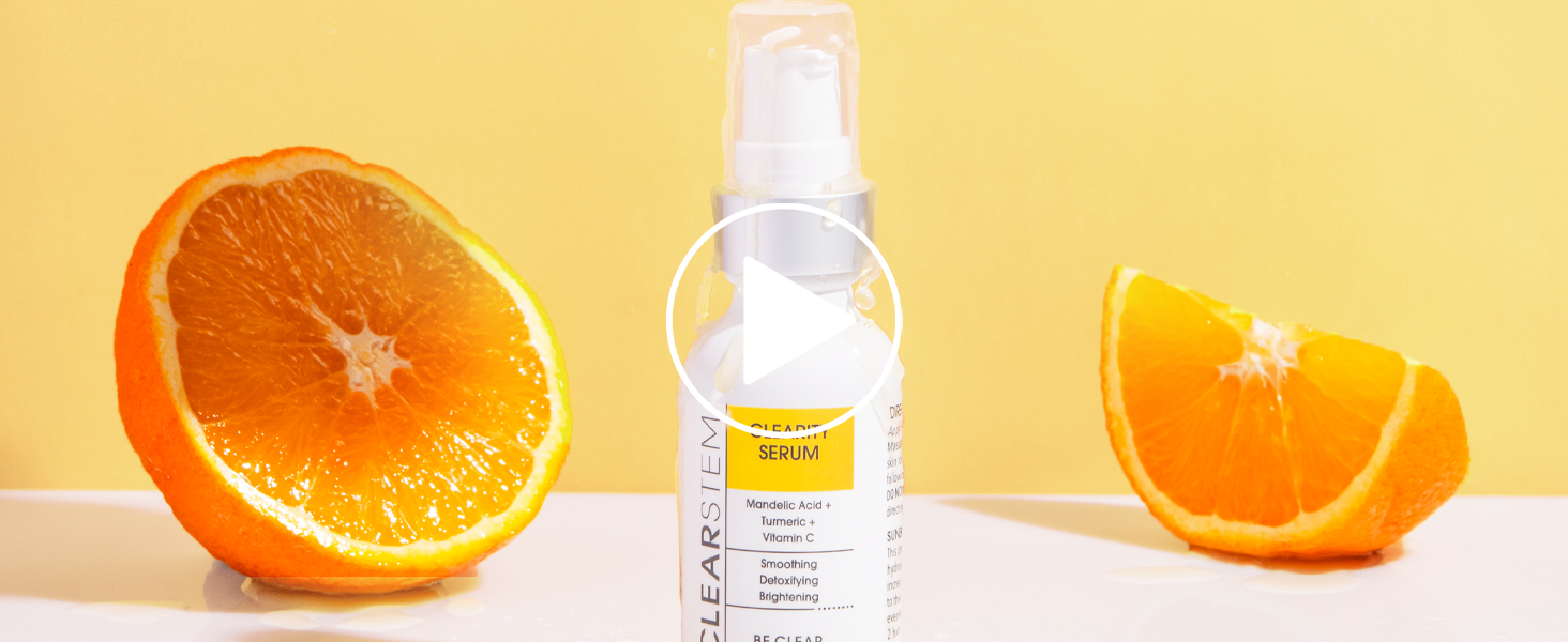 CLEARSTEM - CLEARITY The Blackhead Dissolver Mandelic Acid Serum - Vitamin C, Turmeric, Collagen Boost - All Skin Types - Facial Skin Care Products - Gluten Free, Cruelty Free - 1 fl oz / 29ml