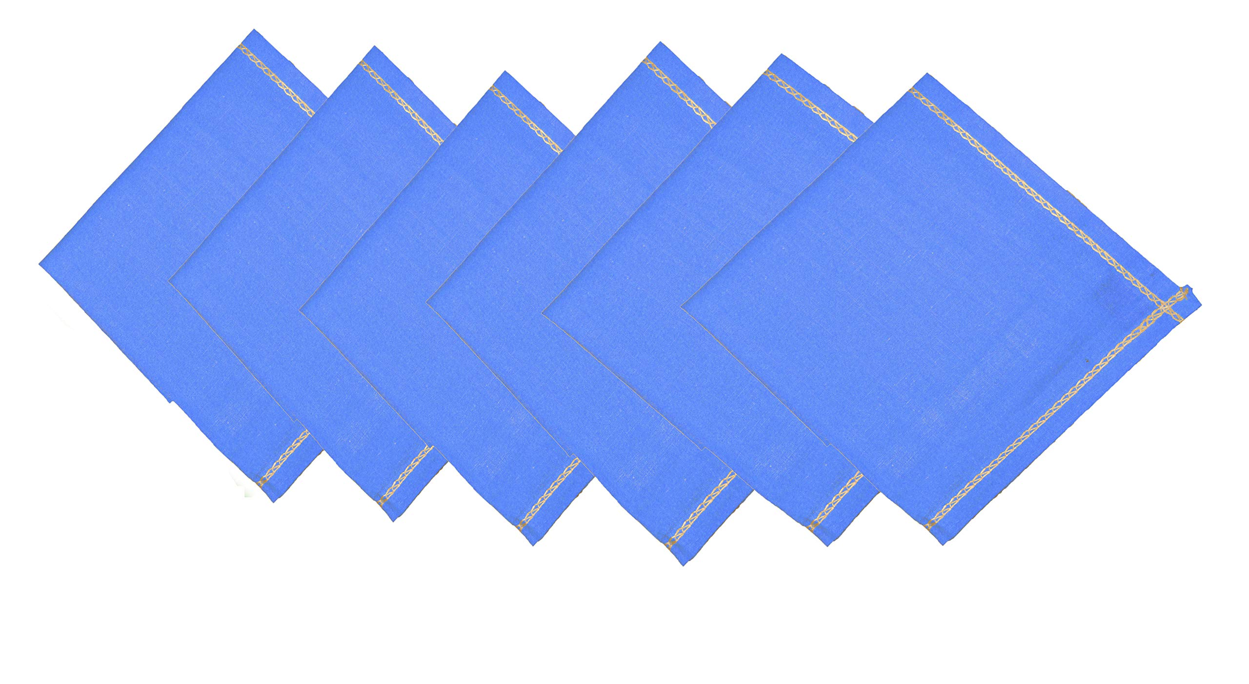 Men's Cotton Plain Sky Blue Handkerchief, Pack of 6-image-4