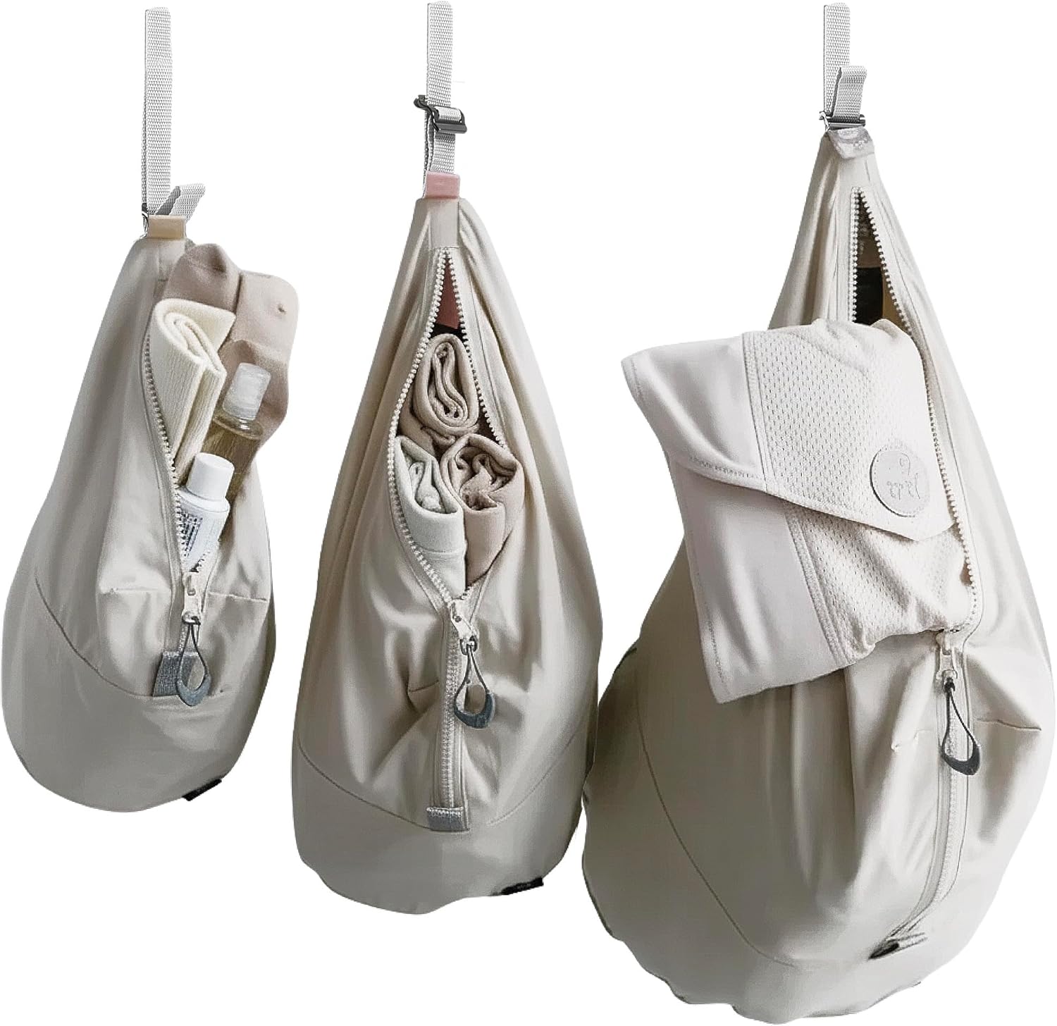 trtl Packing Pods, Coconut - Hanging Packing Cubes for Travel - Organizer Bags for Luggage to Maximize Space in Suitcase - Travel Packing Organizers - Includes Carry Strap - 3 Cube Sizes - 3 Pack