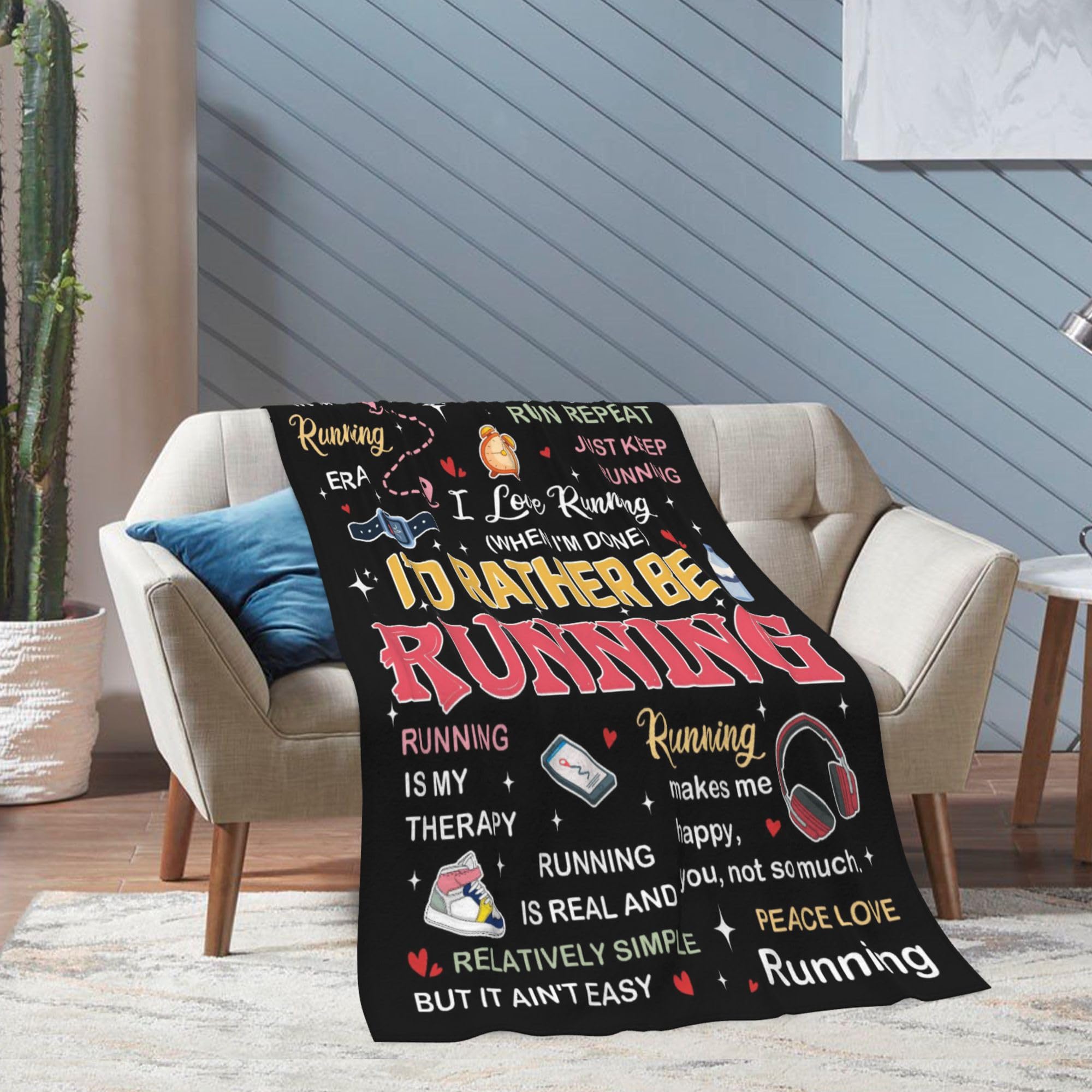 Gifts for Runners Women/Men Blanket, Cross Country Gifts, Marathon Runner Gifts, Cool Running Accessories Throw, Track and Field Gifts 60"X50"
