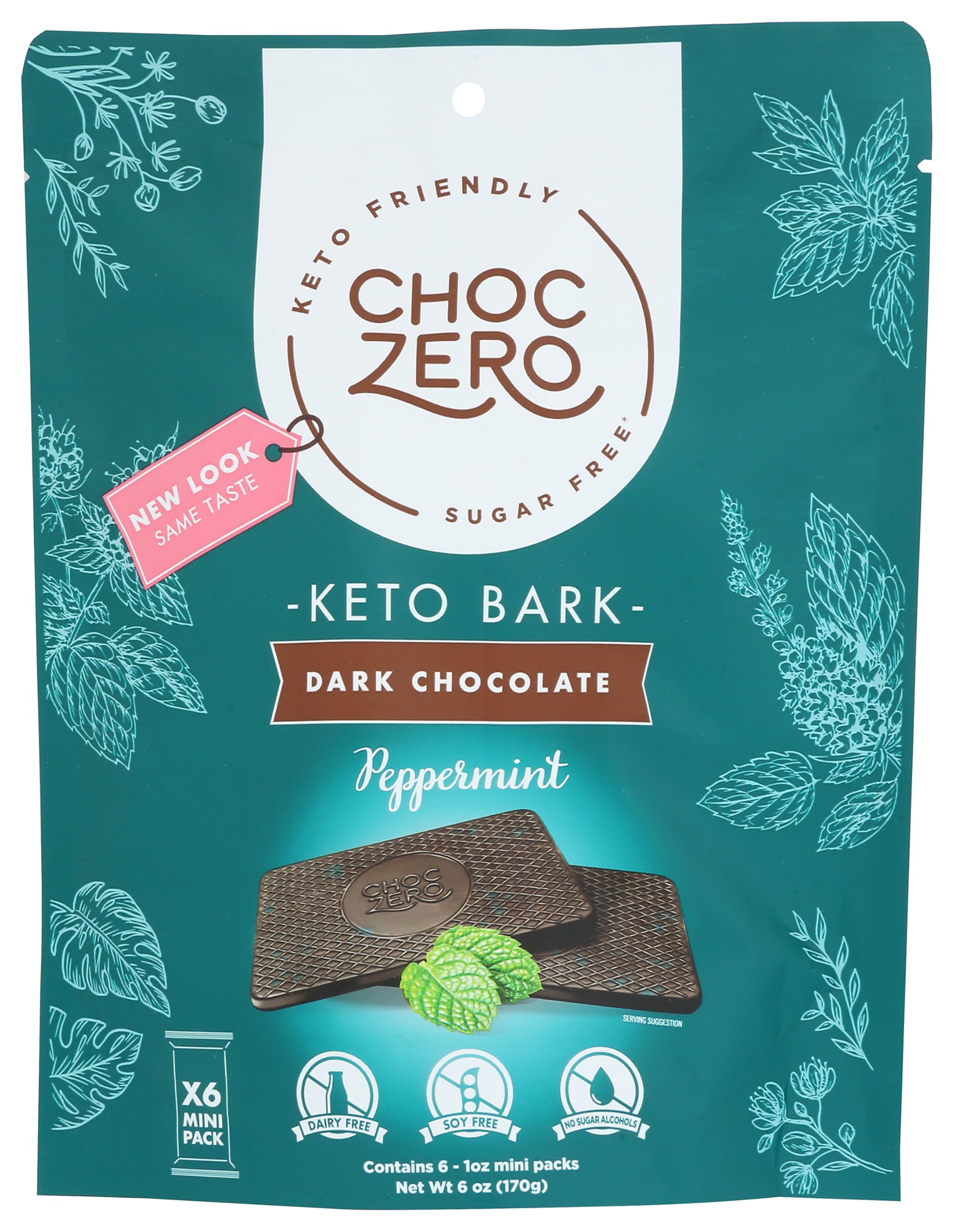 CHOCZERO Dark Chocolate Peppermint Bark, 6 OZ