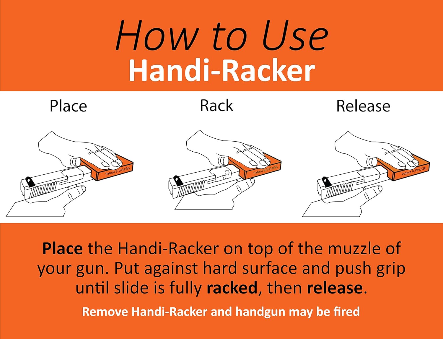 Slide Rack Assist Gun Tool-Easily Rack Your Semi-Automatic Handguns, Clear Jams, Chamber Rounds, & Field Stripping. Rack Your Pistol with Limited Hand Strength. 2 Sizes!