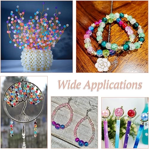 Miniatura 5 de Mega Pet 350 cuentas redondas de acrílico agrietadas con mariposa tibetana, cruz, signo de paz, dijes de metal y cuentas espaciadoras de cristal,