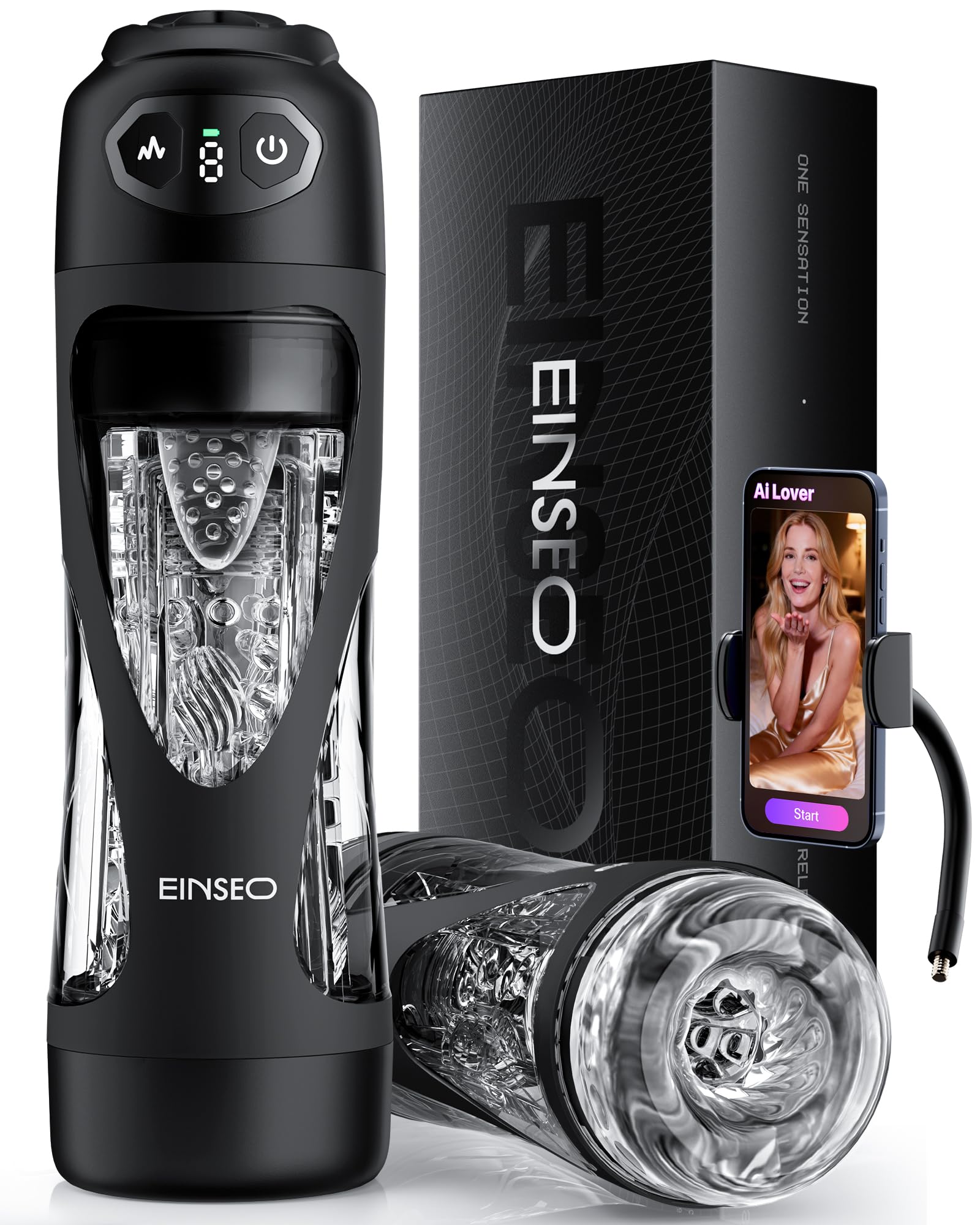 EINSEO Sucking Male Masturbator with 7 1 Deep Sleeve AI Sync Sex Toys for Men 7-Speeds Suction Vibration