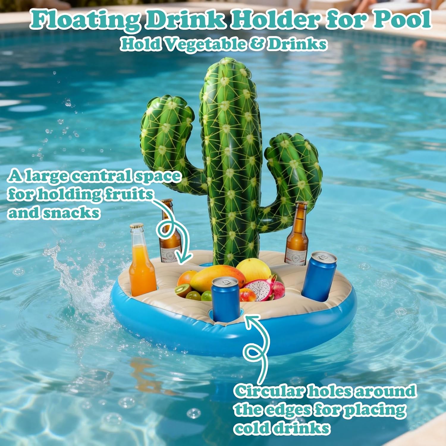 Inflatable Cactus Cooler,37"×27.6" Cactus Ice Bucket Beer Beverage Cooler,Reusable Beverage Hawaiian Themed Party Inflatable Ice for Birthday Party Supplies Sports Game