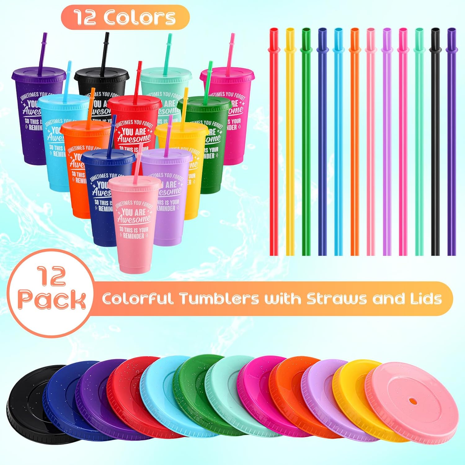 Inbagi 12 Pack Thank You Gifts You Are Awesome Cup Bulk Employee Appreciation Gift 24 oz Plastic Tumbler with Lids and Straw Inspirational Reusable Tumbler for Social Worker Dental Assistant Nurse - Image 4
