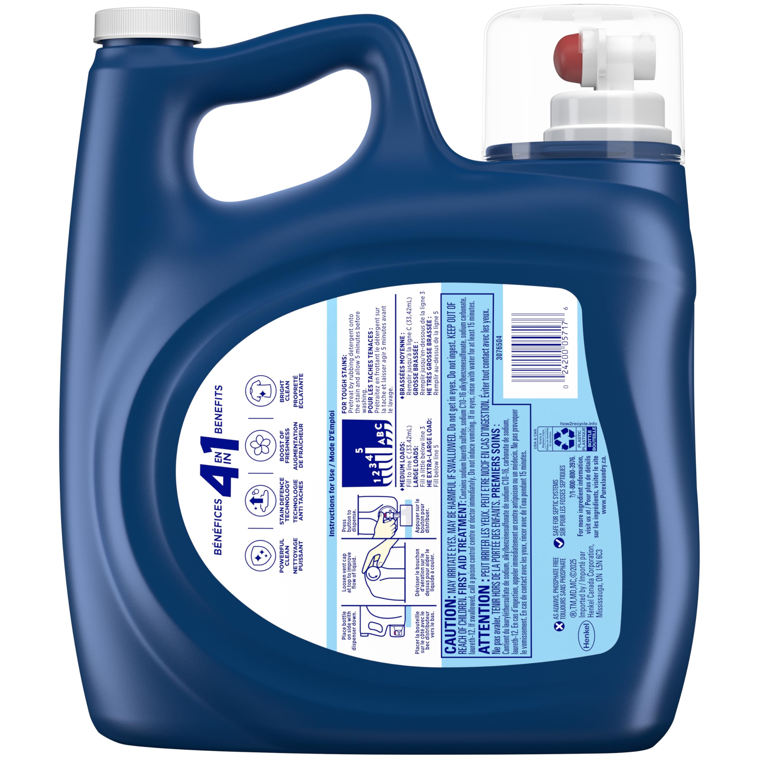 Purex After the Rain, Concentrated Liquid Laundry Detergent with 4in1 benefits, Tough on Stains, Brightens and Whitens Clothes, 4.42L, 132 Wash Loads, HE Compatible - 2