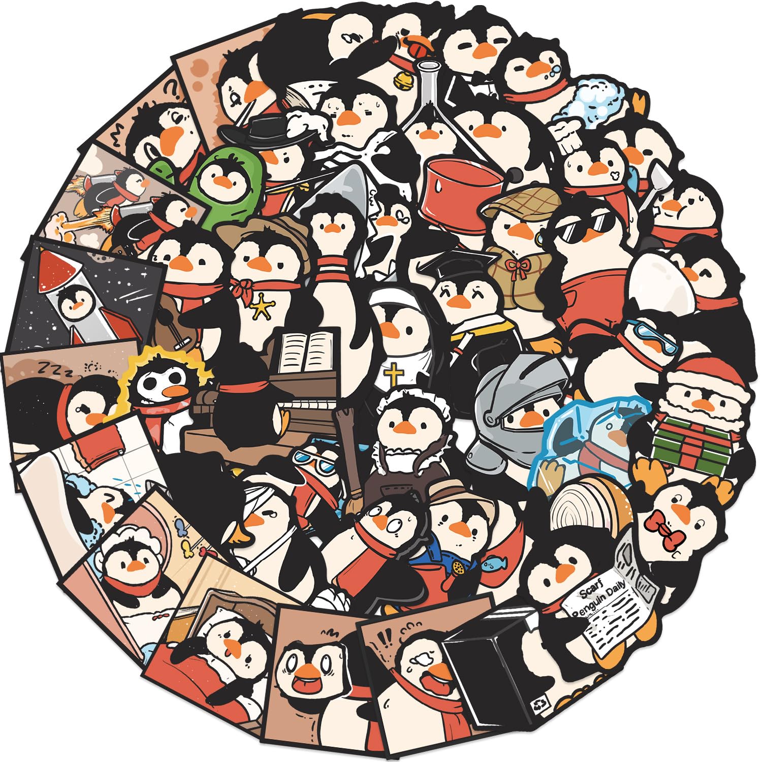50Pcs Funny Penguin Stickers Laptop Car Scrapbook Phone Skateboard Suitcase Luggage Bike Penguin Stickers Vinyl Waterproof Aesthetic Personalised Stickers for Teens Boys Girls Adults