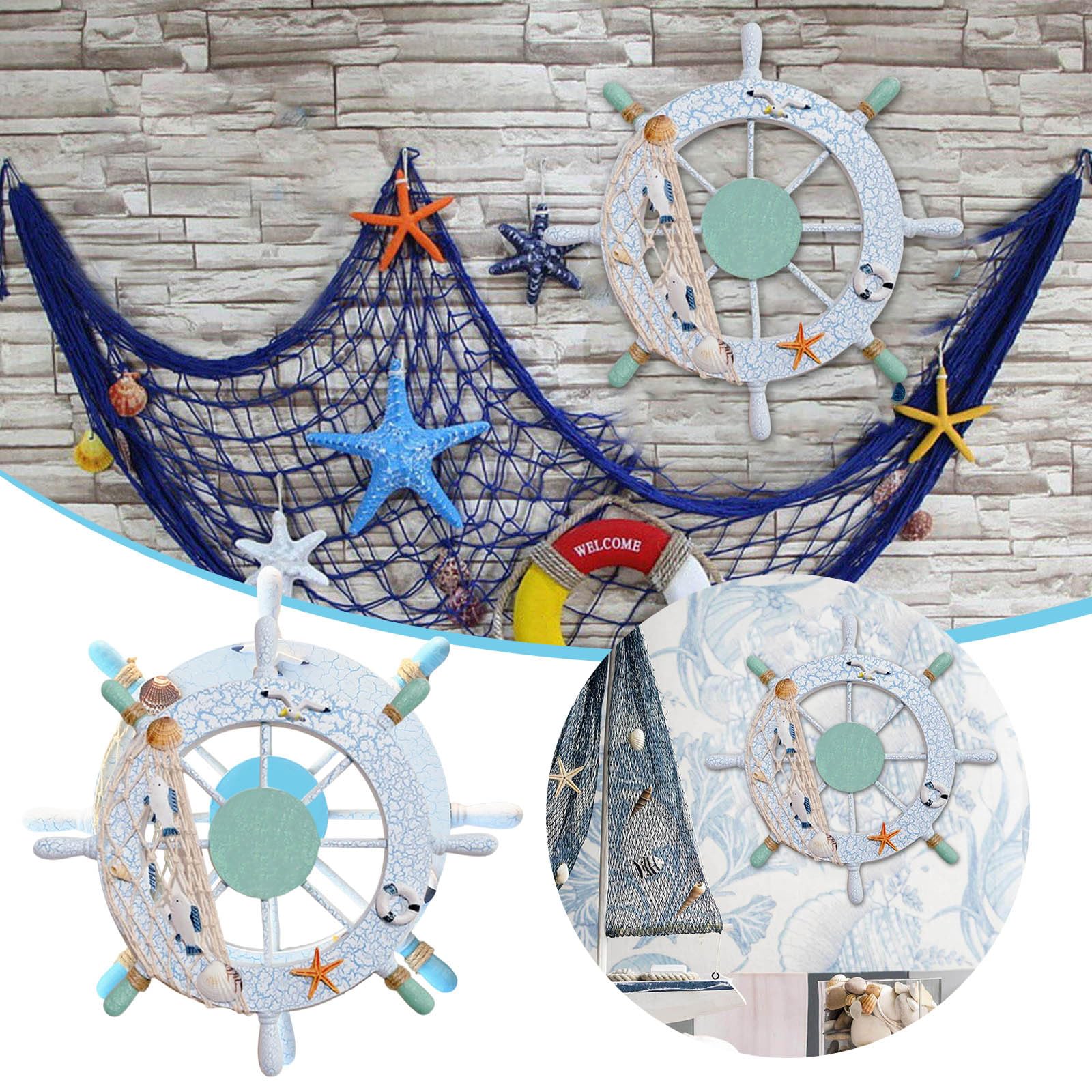 Wheel Beach Nautical Fishing Bathroom Ocean Theme Coastal House RoomSteering Home Net Boat Madera 062728