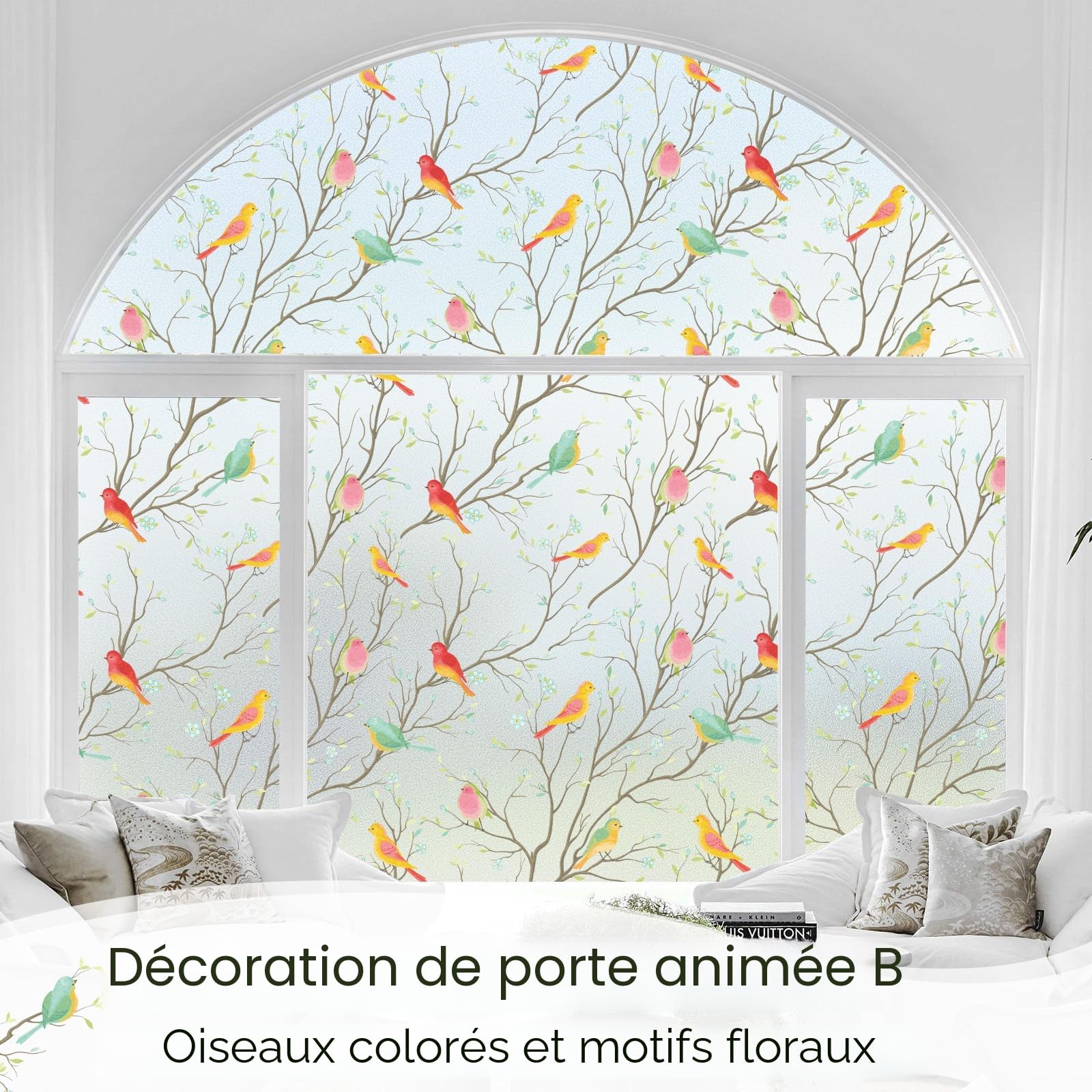 Lifetree Film pour Fenêtre sans AdhéSif - Anti Regard, Vitrail Autocollant Décoratif Opaque, Anti-UV, pour Fenêtres et Portes 115 x 200 cm