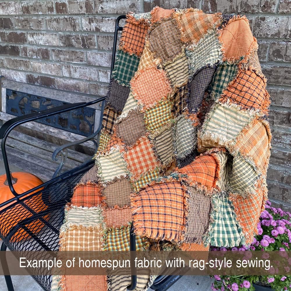 Pumpkin Spice 4 Autumn Homespun Cotton Plaid Fabric by JCS - Sold by The Yard