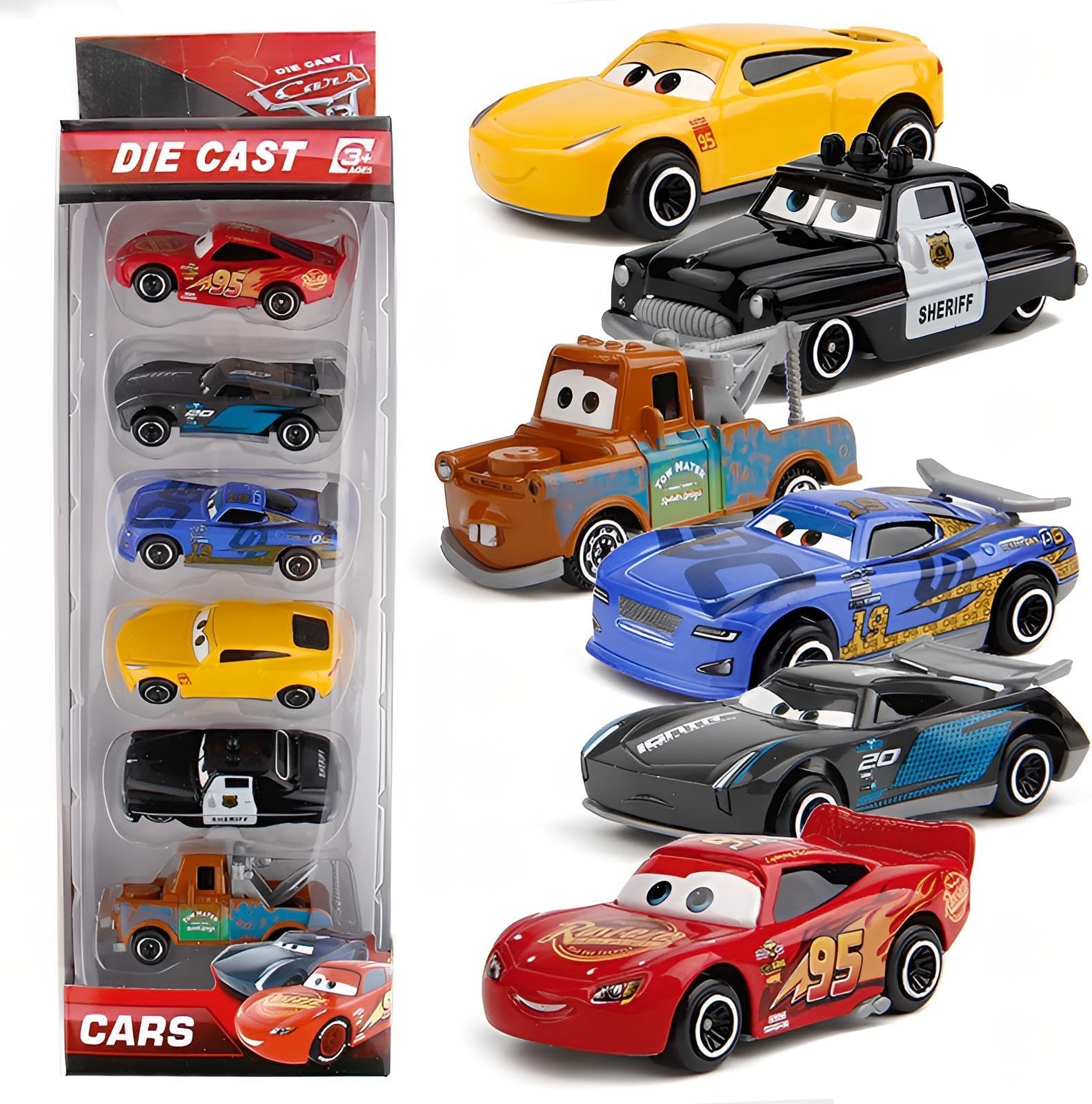 PLUSPOINT Diecast Metal Toy Car Set of 6 Racing Cars for Kids, Free Wheel High Speed Metal Toy Car Play Set for Children, Boys (6 car), Multicolor