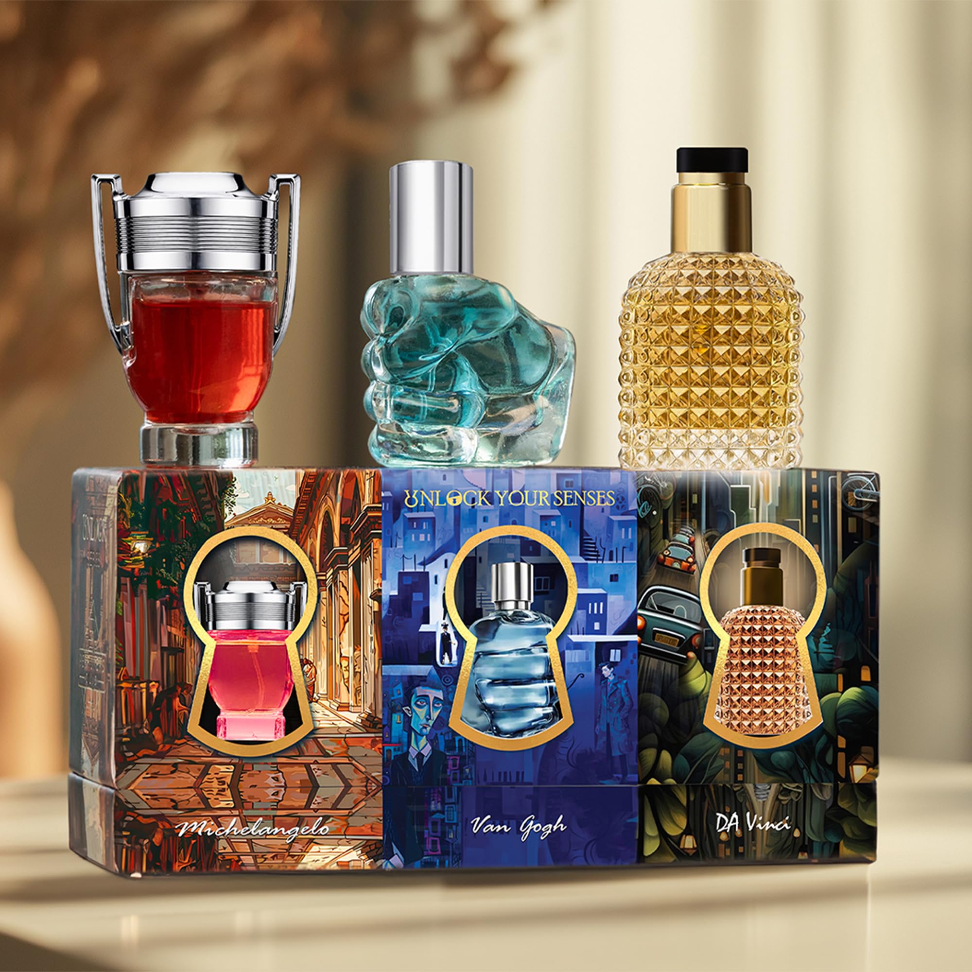 PERFUMERSCLUB | Premium Gift Set For Men & Women | Set Of 3 | Longlasting Parfum | Specially Currated | Unlock Series | Valentine's Gift Set | Van Gogh - 30ML Michelangelo - 20ML and DA Vinci - 25ML