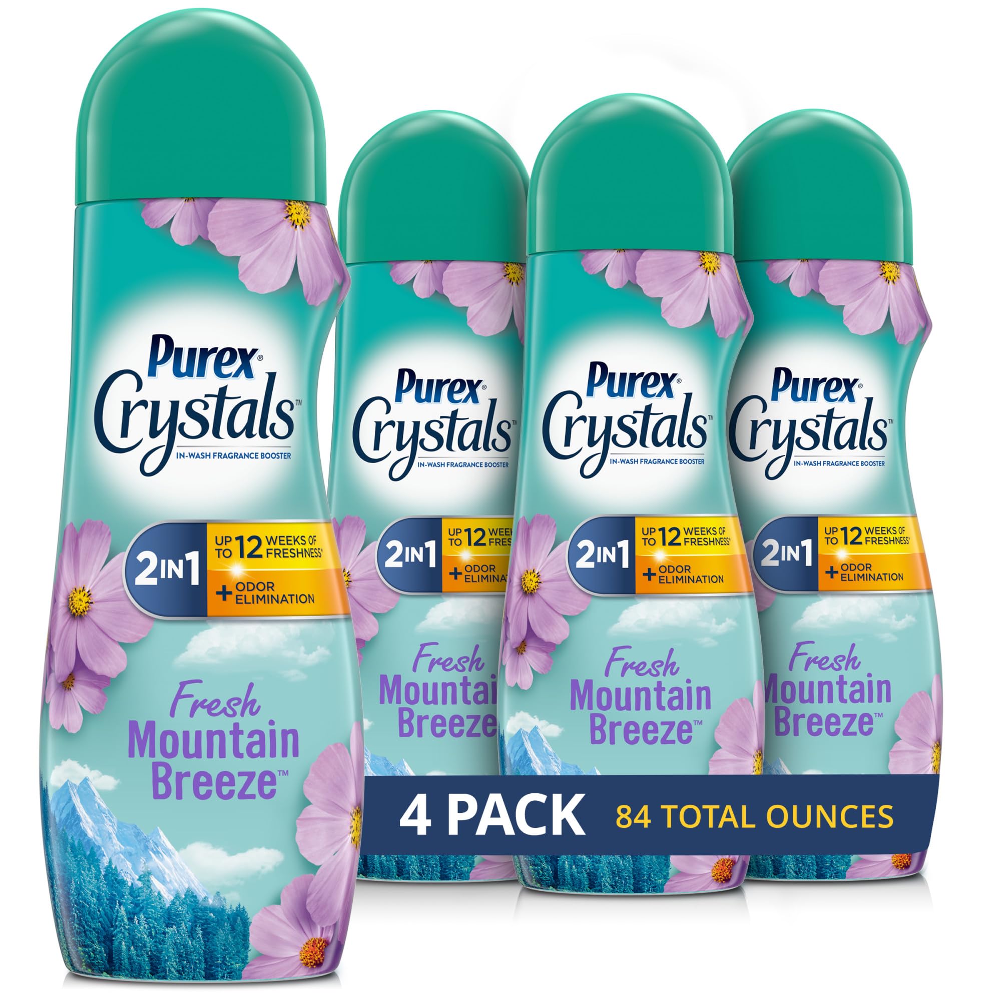 PurexCrystals in-Wash Fragrance and Scent Booster, Fresh Mountain Breeze, 21 Ounce, 4 Count