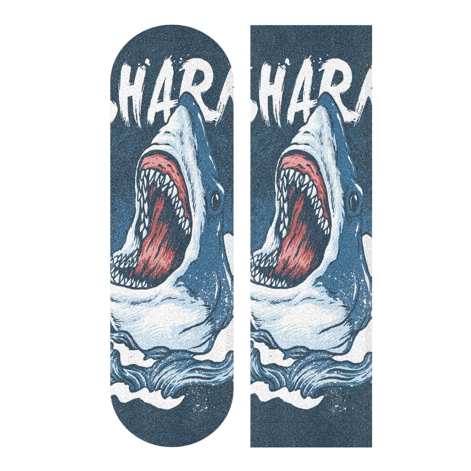 Hupery Big Mouth Shark Skateboard Grip Tape Longboard Griptape Waterproof Grip Tape Sheet Sticker Deck Sandpaper Griptape 33.1x 9.1 inch