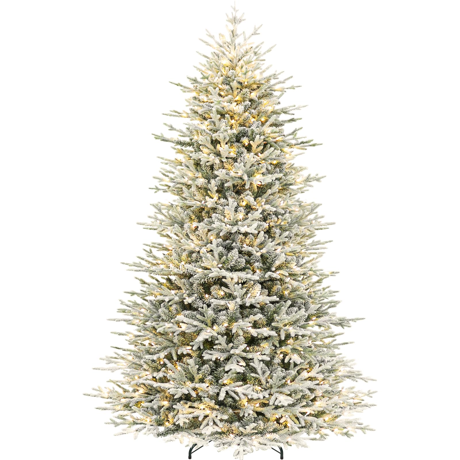 Hykolity 9 ft Prelit Flocked Christmas Tree with Realistic PE Foliage