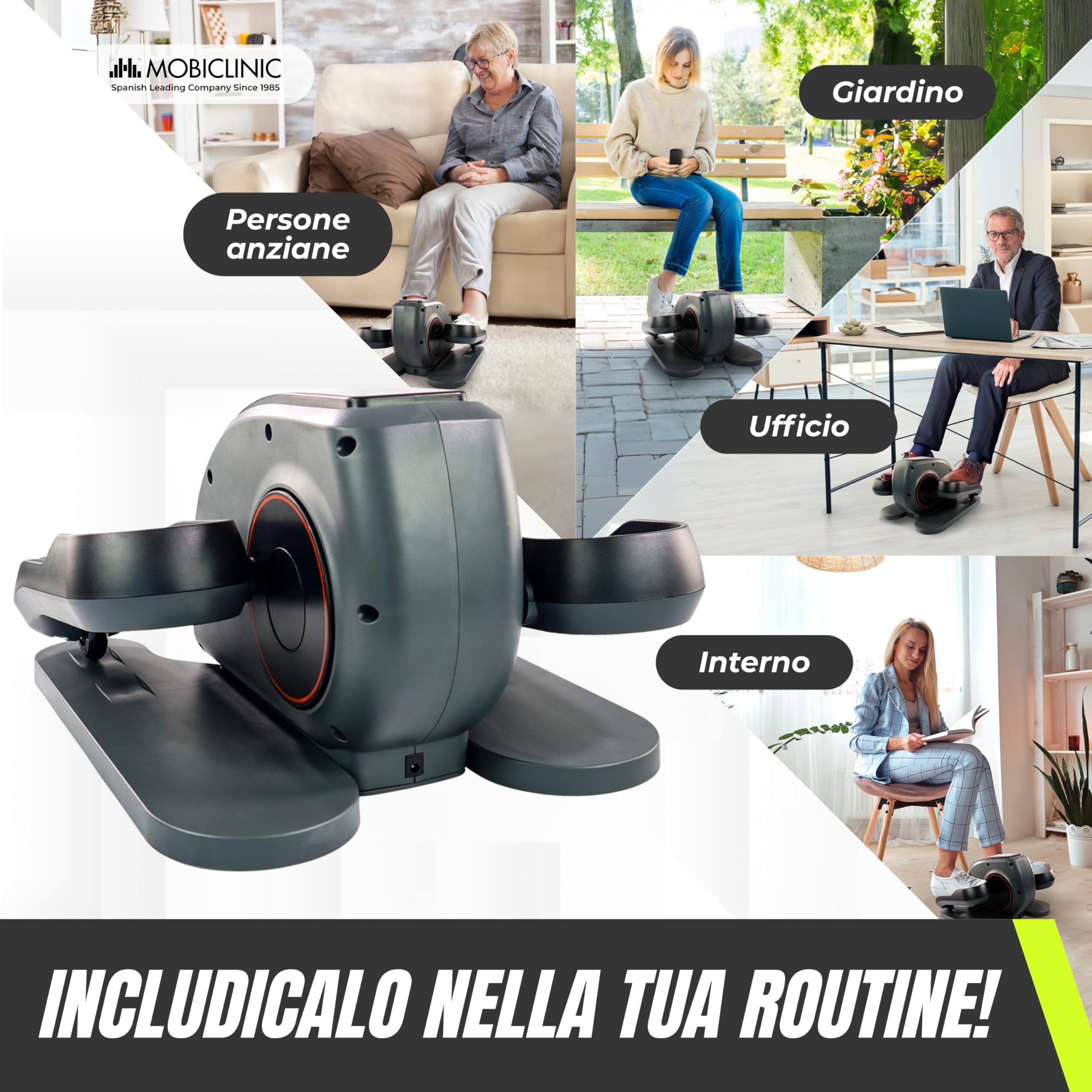 Mobiclinic® fitness, Mini cyclette, Veleta, Ellittica, 10 velocità, 3 programmi, Display lcd, Resistenza regolabile, Telecomando, Pedali elettrici, Silenzioso, Bike, Esercizio passivo