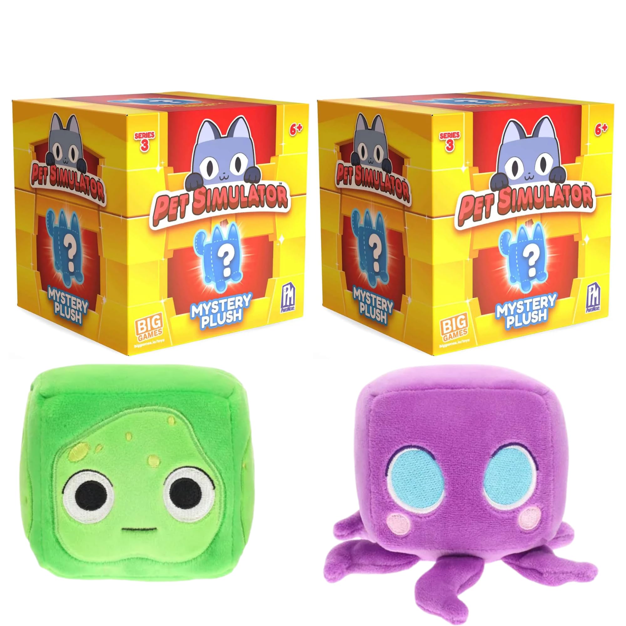 Pet Simulator Roblox Series 1,2 & 3 Limited Edition Cube Plush - Lucky Blind Box's, Bundles, Blind Bags & Figures - (Series 3 4" 12cm Plush with DLC - 2 Pack)