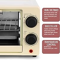 Vista 2 de MegaChef 9.5 Quart Electric Counter Top 2 Slice Toaster Oven with Built in Timer, Bake, Broil, Toast (Cream)