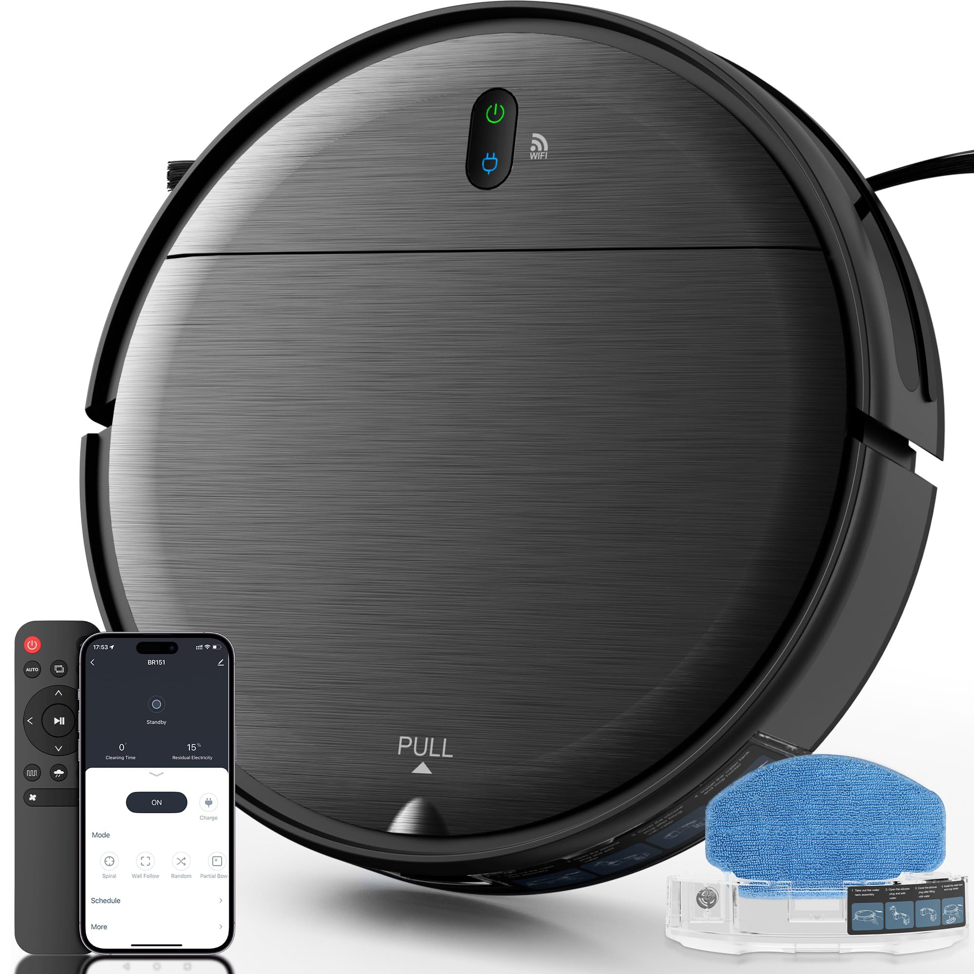 Robotic Vacuum, 2-in-1 Mop Combo, Slim Self-Charging Cleaner with Strong Suction, Schedul…