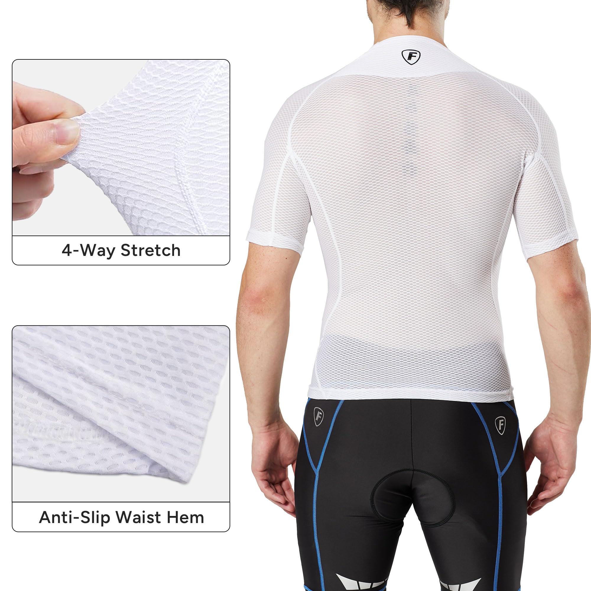 FDX Cool Mesh Base Layer Half Sleeve - męski letni top rowerowy z siateczką - ultralekka, oddychająca, antyzapachowa koszulka rowerowa, podkoszulki do biegania, na siłownię, trening, wędrówki