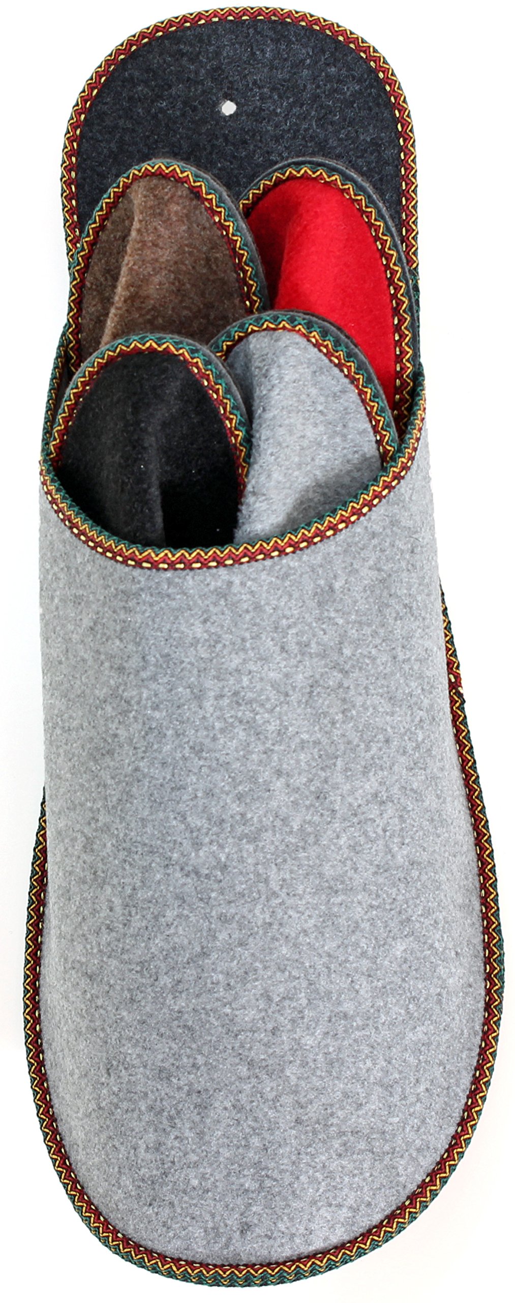 Pantoffelmann Felt Guest Slippers Set with Felt Sole, 4 Pairs Foldable Felt Slippers Mixed Sizes and Colours, Slippers Set in Large Overslippers, Guest Slippers Set