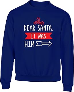 Hippowarehouse Dear Santa, it was him (Left) Kids Children's Unisex Jumper Sweatshirt Pullover
