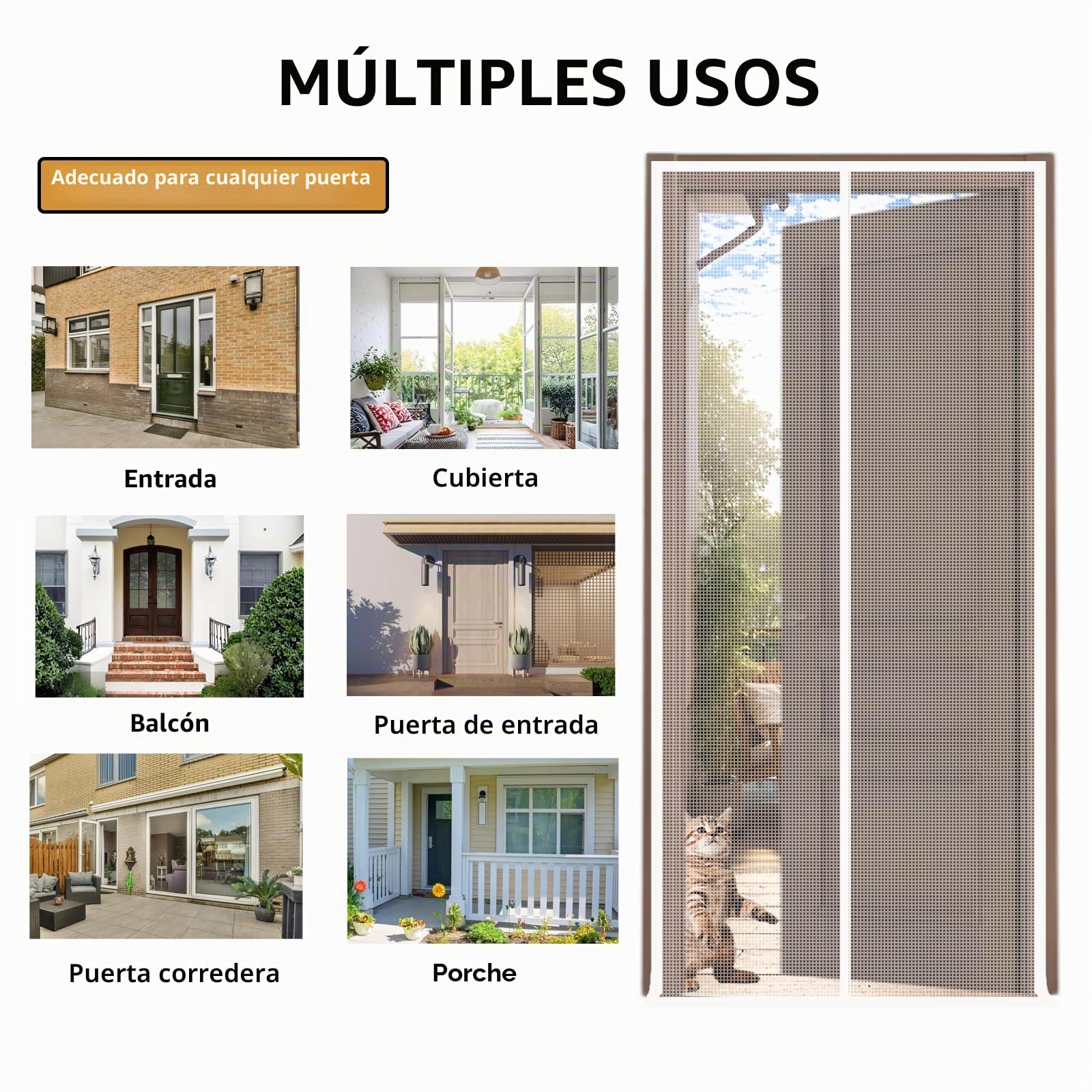 Puerta de Mosquitero Personalizable para Gatos, hasta 300x300cm Puerta de Mosquitero DIY con Cremallera, Protege de Mascotas y Moscas
