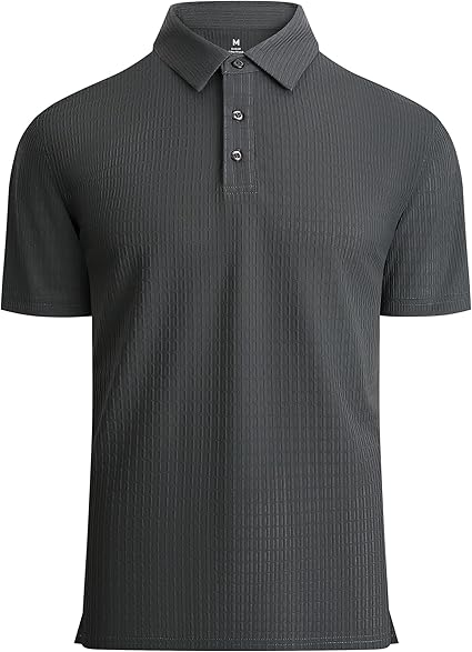 Alex Vando Mens Bubble Jacquard Polo Shirt Super Stretch Short Sleeve Polo Shirts for Men