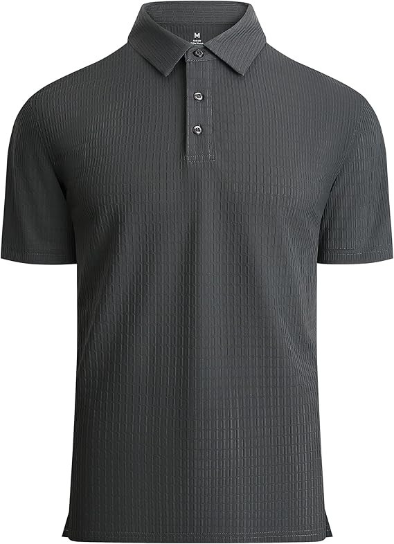 Alex Vando Mens Bubble Jacquard Polo Shirt Super Stretch Short Sleeve Polo Shirts for Men