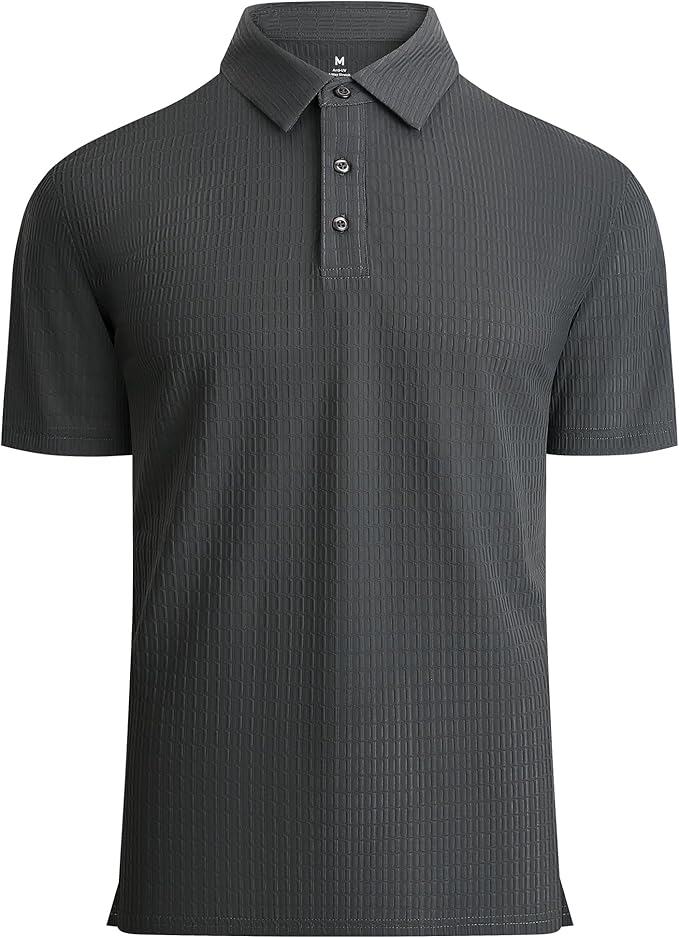 Alex Vando Mens Bubble Jacquard Polo Shirt Super Stretch Short Sleeve Polo Shirts for Men