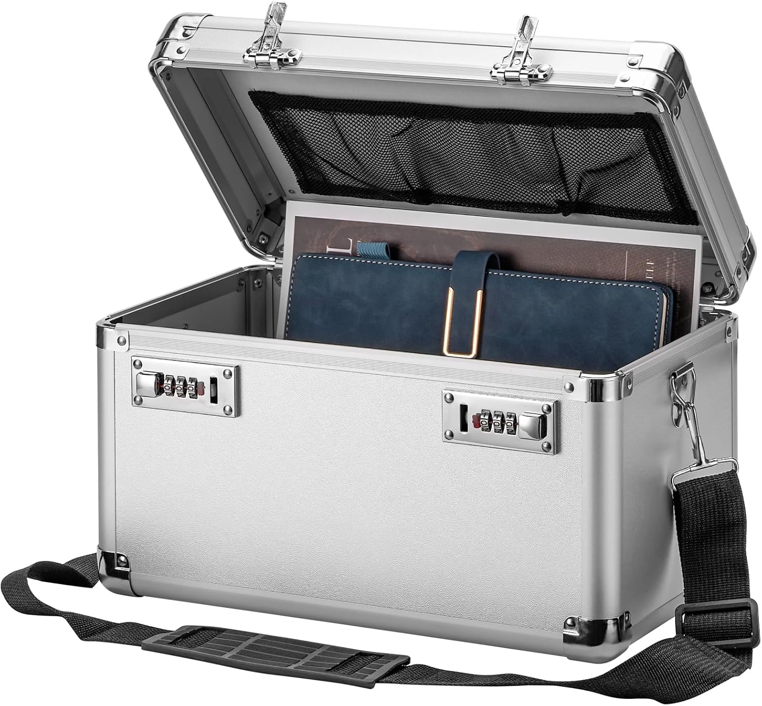 LOCKCURX Large Lock Box - Security Combination Lock Box, Locking Storage Case for Personal Items and Medicine, Childproof Lockable Lockbox for Home/Office/School, 10.2x6.8x6.9 Inch, Black