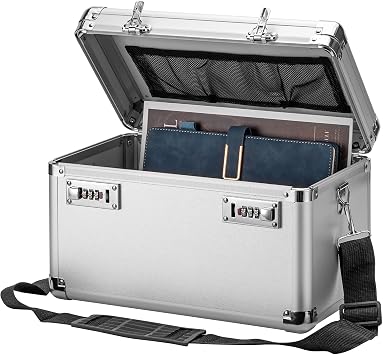 LOCKCURX Large Lock Box - Security Combination Lock Box, Locking Storage Case for Personal Items and Medicine, Childproof Lockable Lockbox for Home/Office/School, 15.1x9.4x8.7 Inch, Silver