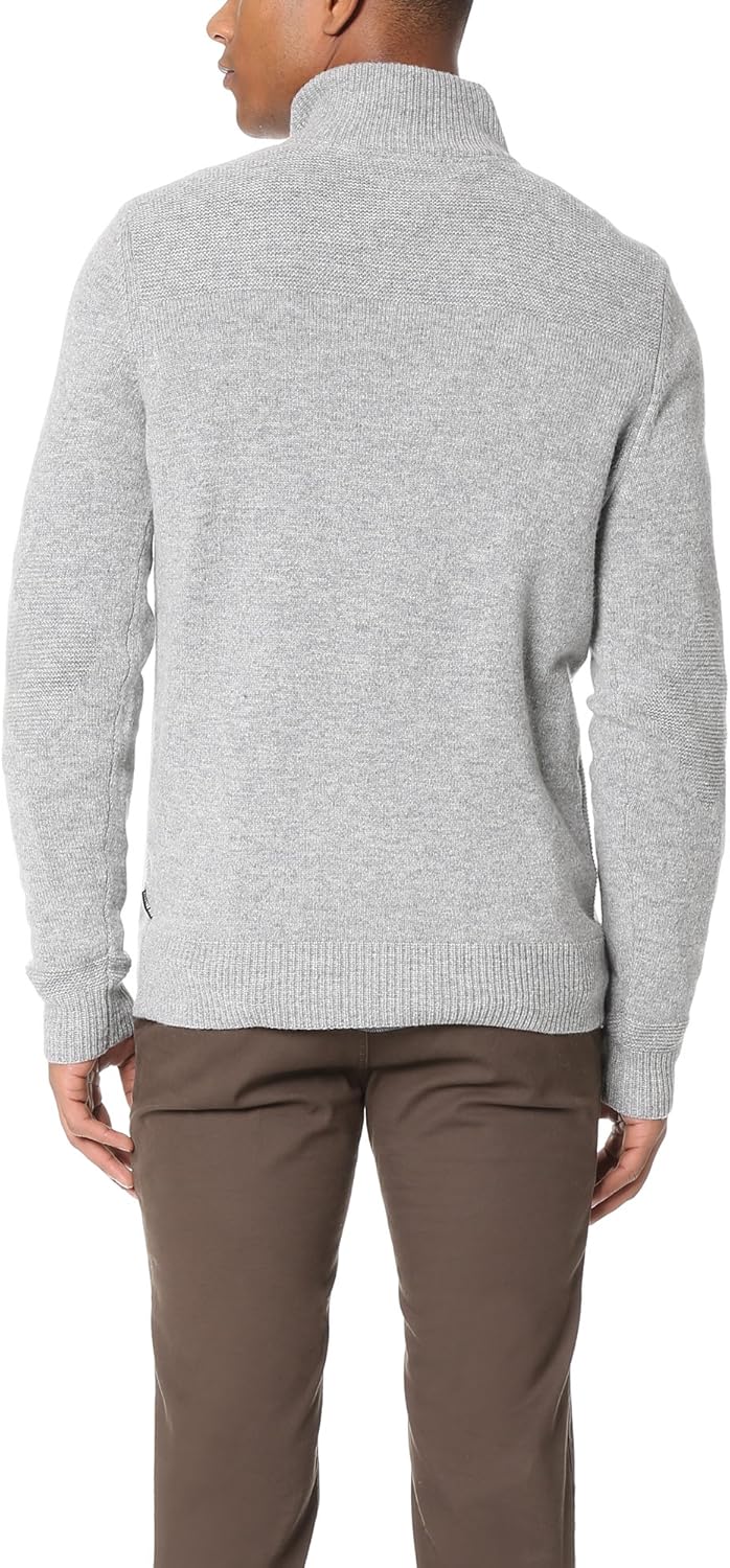 Ben Sherman Men's Half Zip Funnel Neck Sweater, Silver, Medium