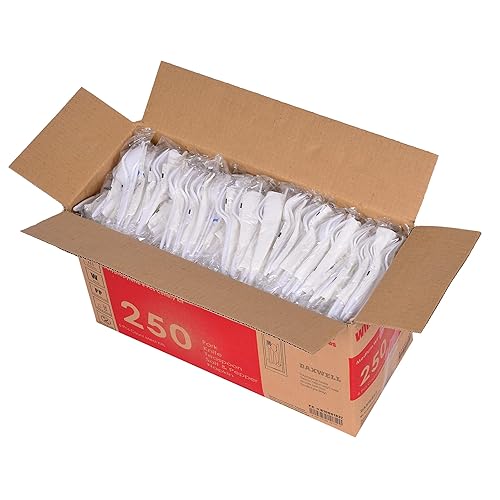 Miniatura 3 de Daxwell kit de cubiertos de peso medio de polipropileno con tenedor, cuchillo, cucharilla, sal y pimienta y servilleta, color blanco (caja de 250)